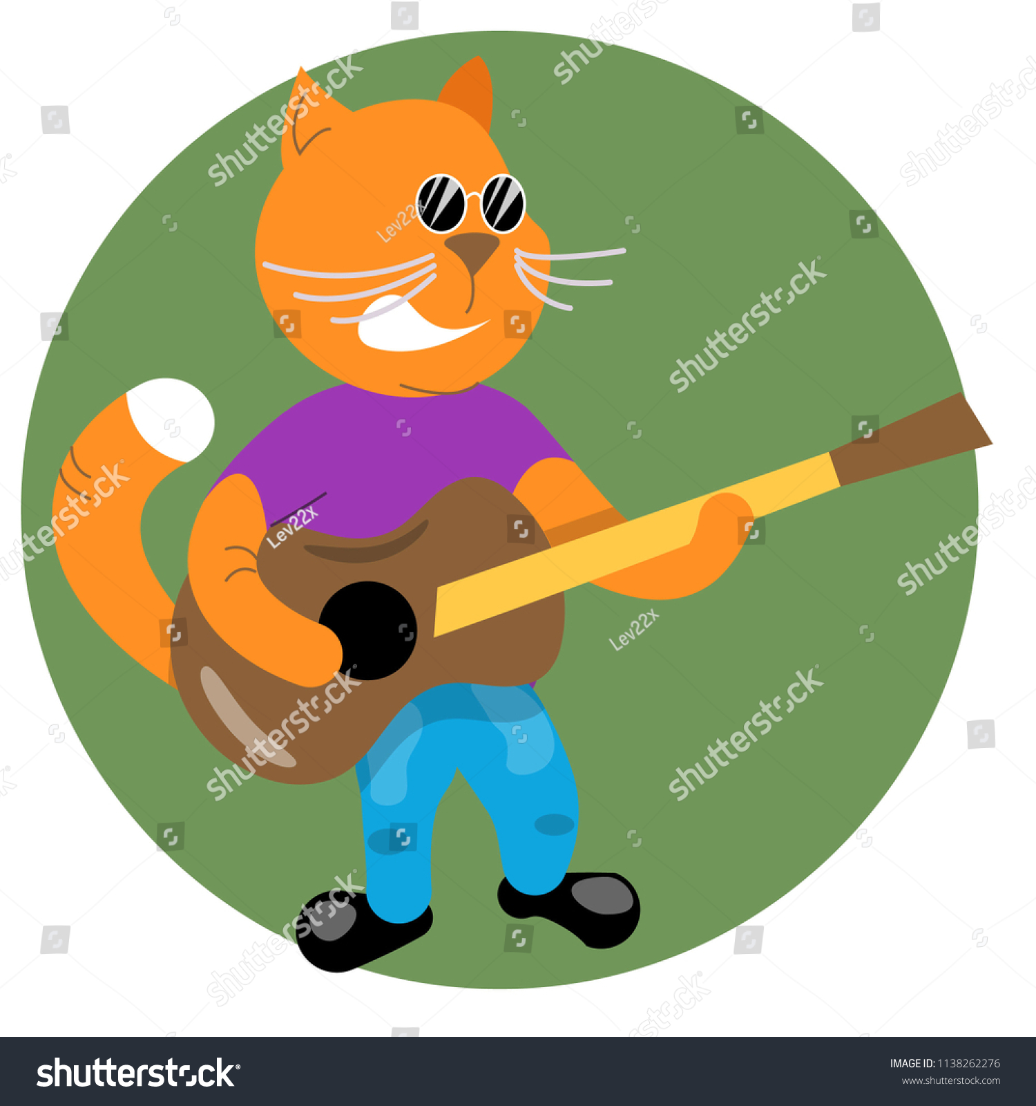 Drawing Caricature Collage Cat Guitar Sings Stock Vector Royalty Free Shutterstock