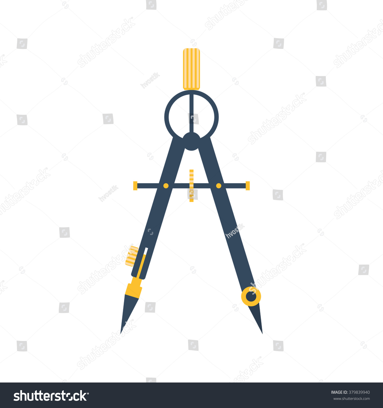 Drawing Compass. Flat Icon Vector. Technical Tool Architect, Engineer ...