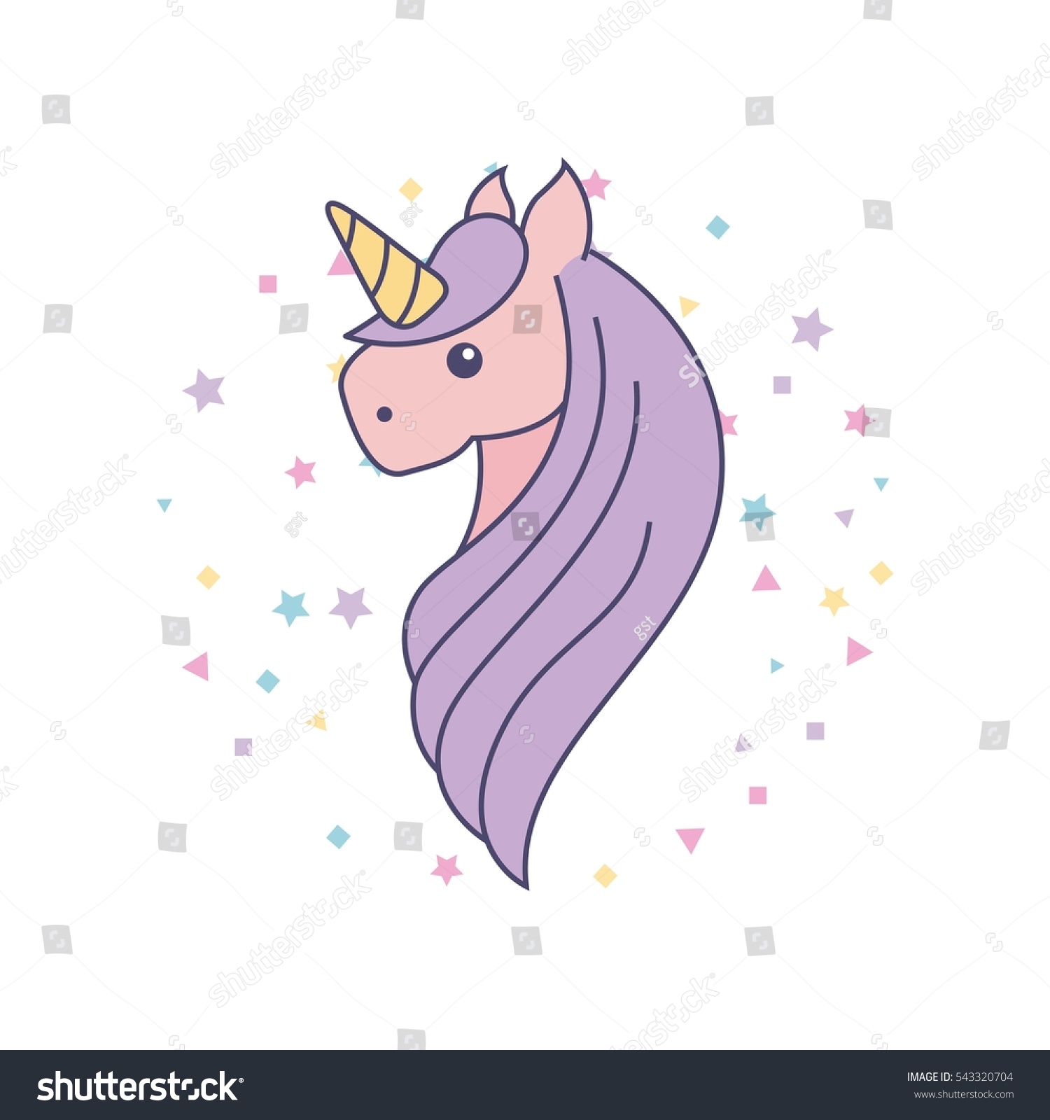 Drawing Cute Unicorn Icon Vector Illustration Stock Vector