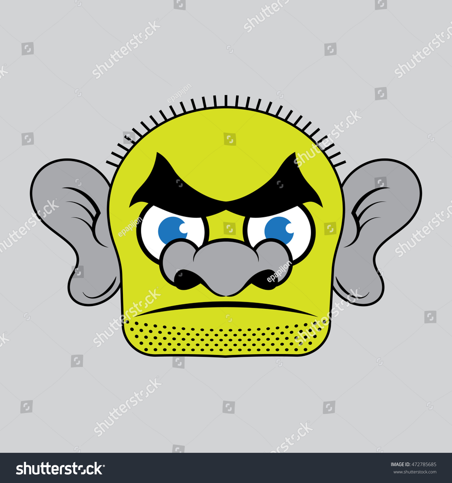 Drawing Green Cloudy Bald Bruiser Broad Vector De Stock Libre De