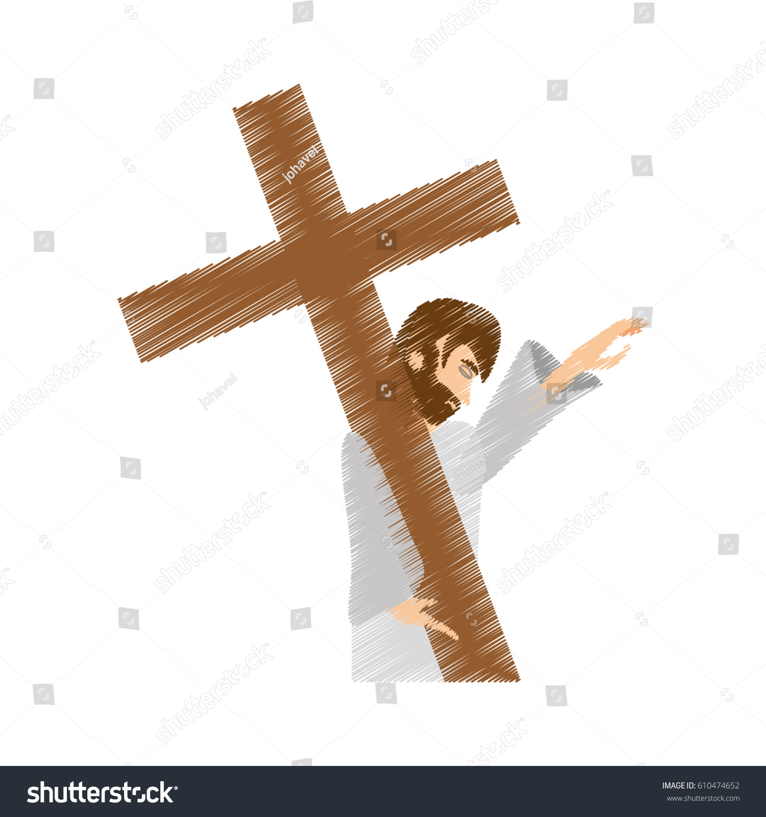 Drawing Jesus Christ Pray Girls Vector Stock Vector (royalty Free 