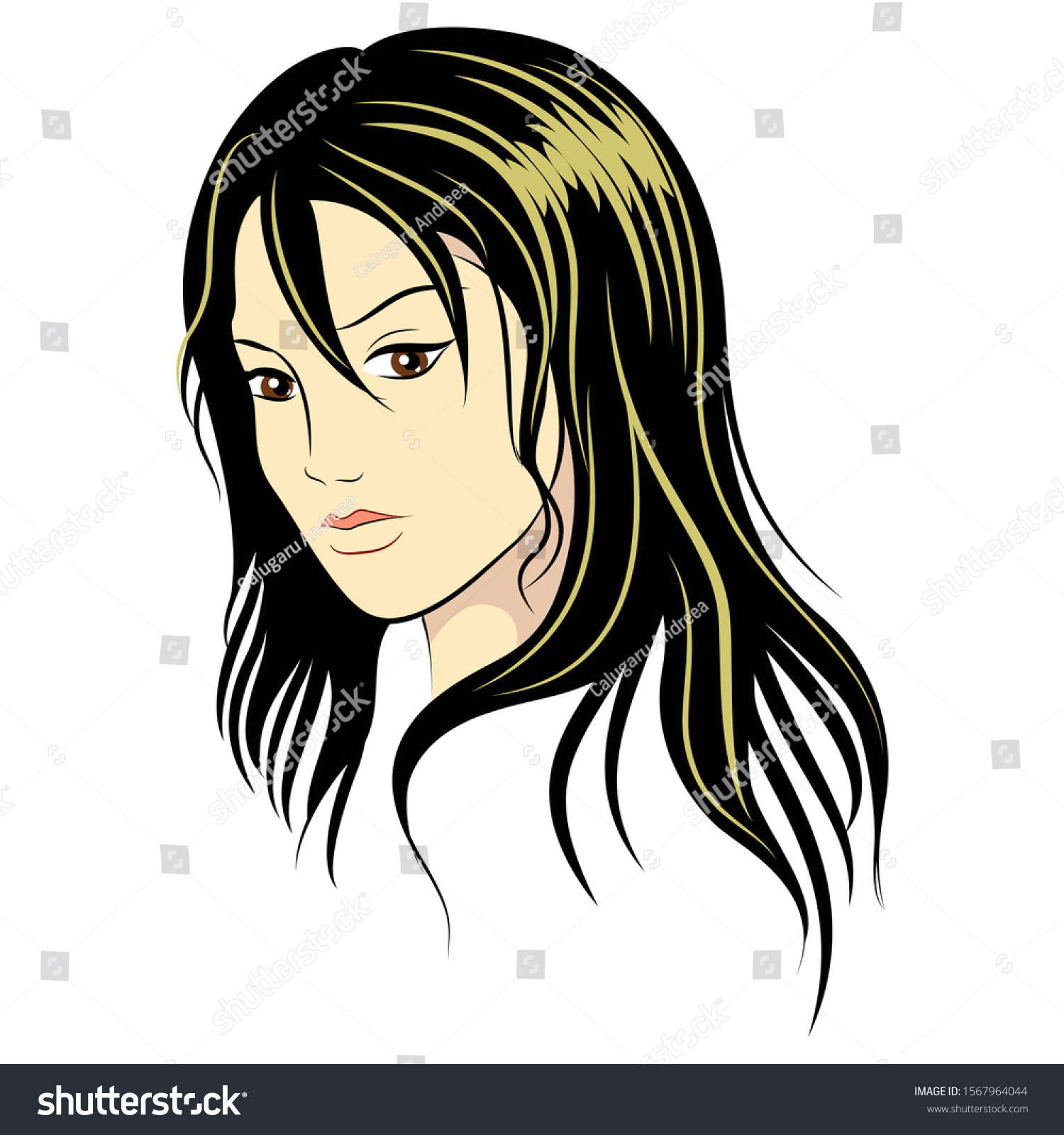 Drawing Beautiful Girl Half Side Profile Stock Vector Royalty Free