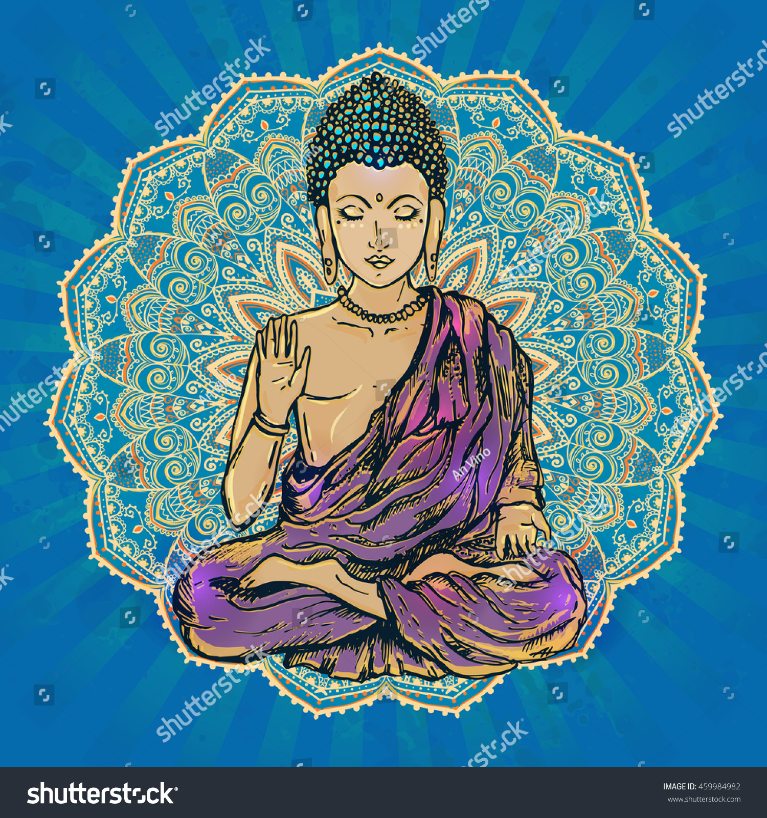 Drawing Buddha Statue Art Vector Illustration Stock Vector 459984982 ...