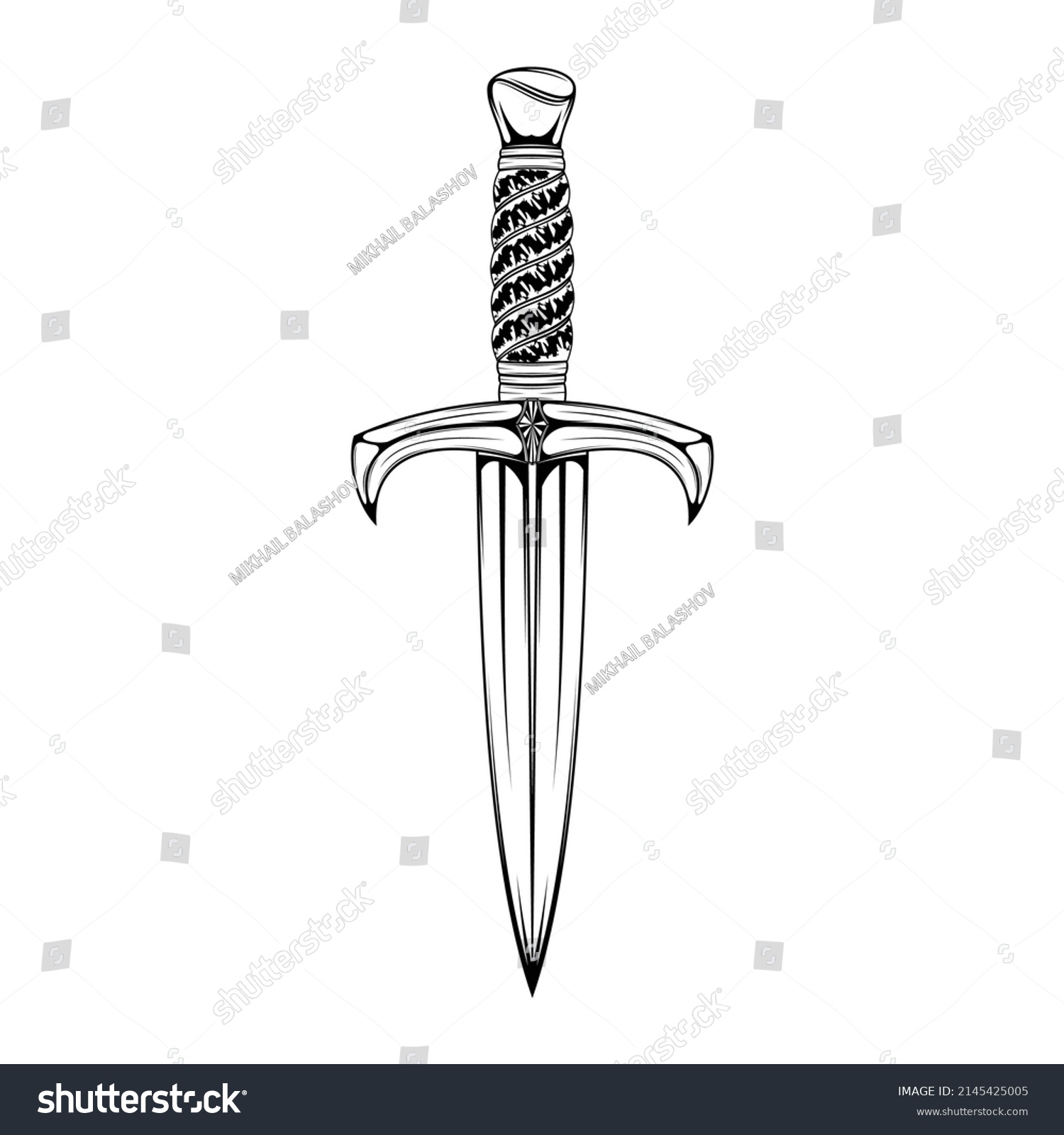 Drawing Fantasy Dagger Knights Short Blade Stock Vector (Royalty Free ...