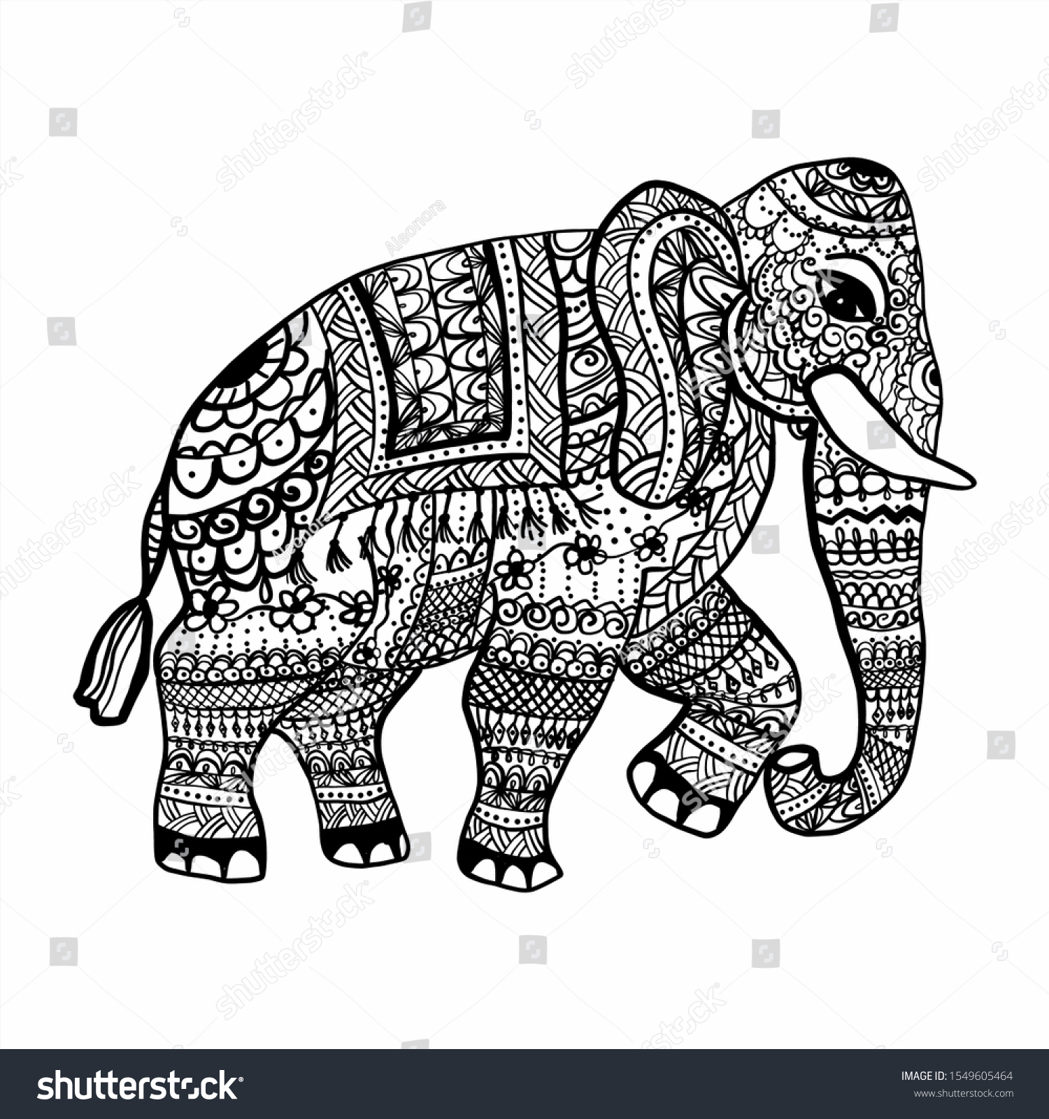 Vector De Stock Libre De Regalias Sobre Dibujo De Un Elefante