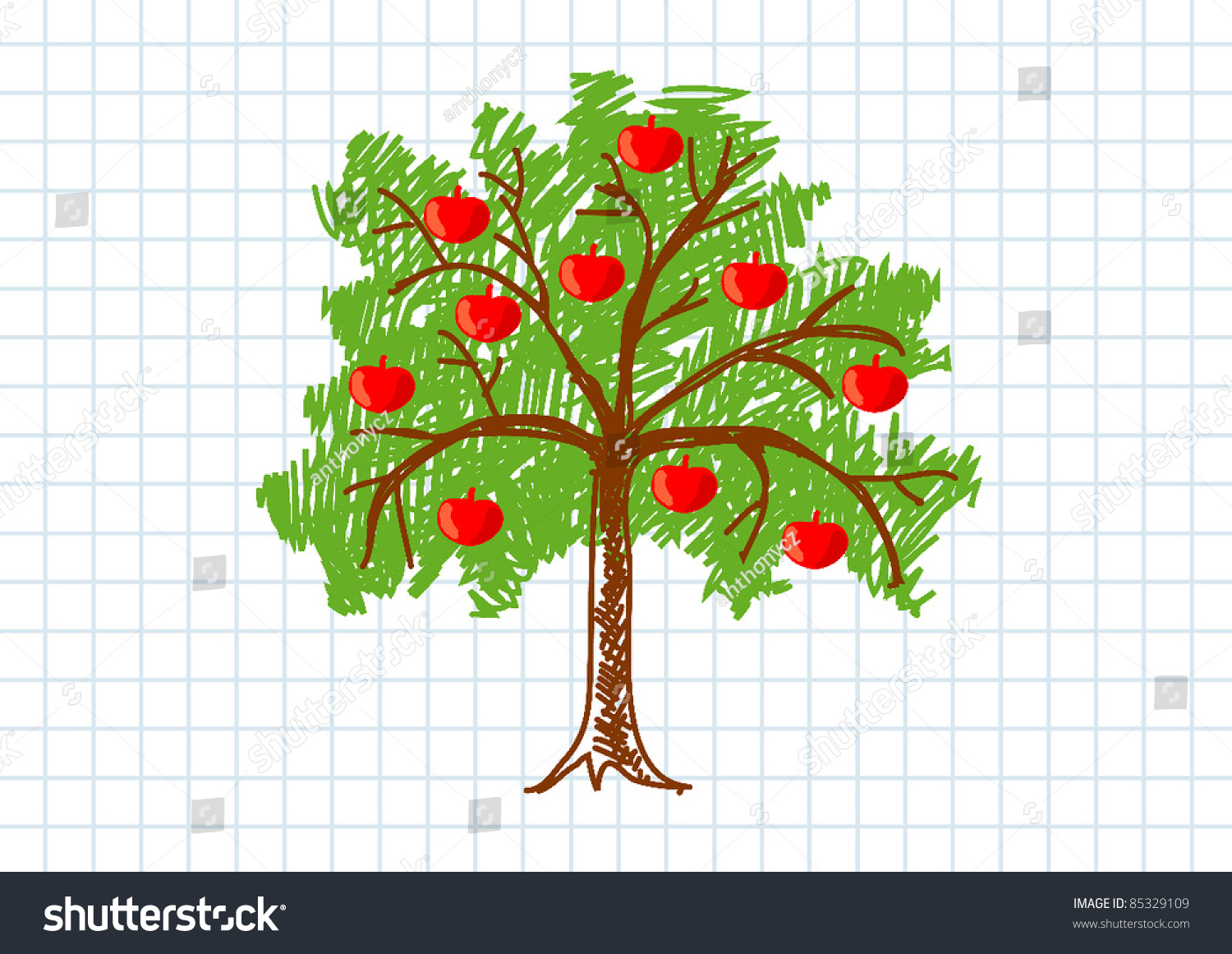 Drawing Appletree Stock Vector 85329109 - Shutterstock