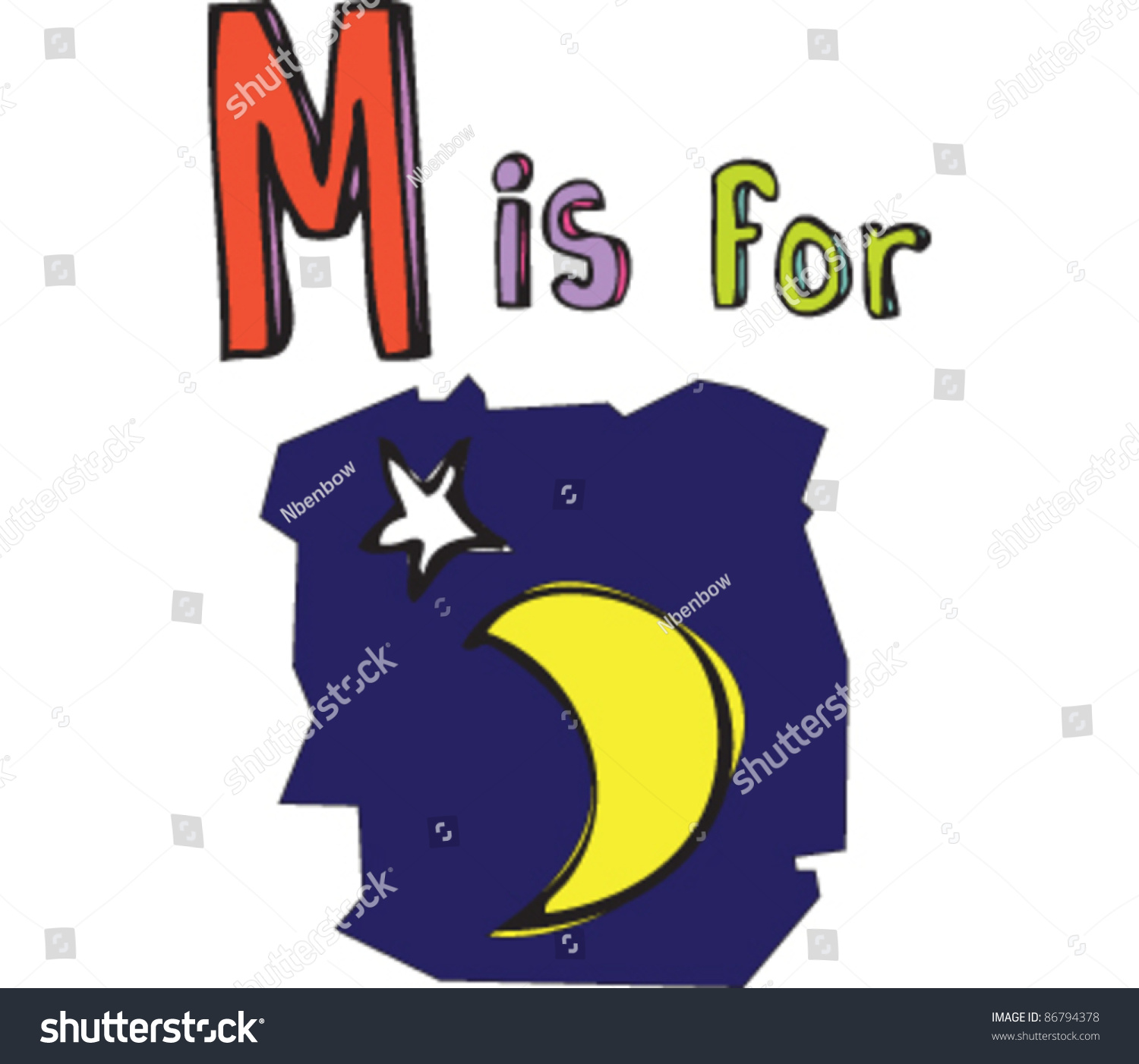 Drawing Letter M Moon Stock Vector (Royalty Free) 86794378