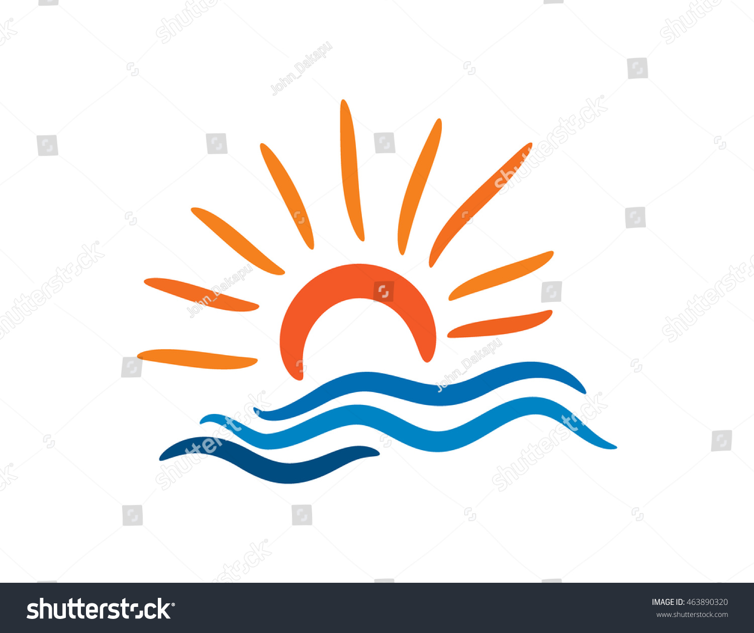 Drawing Sun Water Vector Illustration Stock Vector (royalty Free 