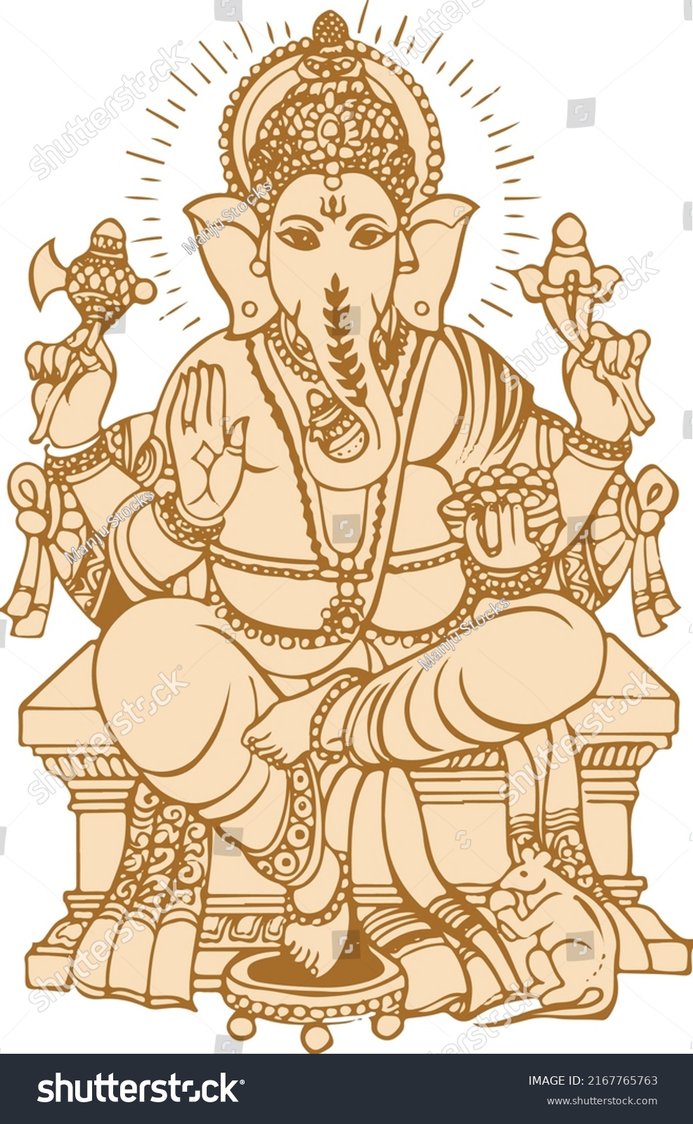 Drawing Sketch Lord Ganesha Outline Silhouette Stock Vector (Royalty ...