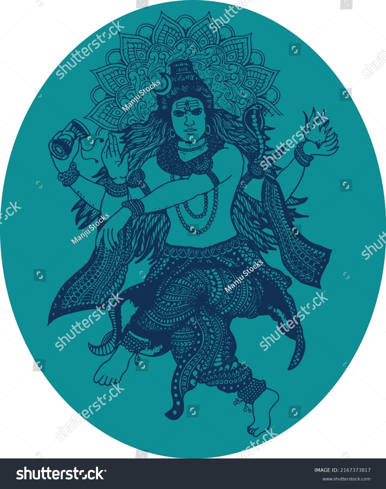 Drawing Sketch Lord Shiva His Symbols Stock Vector (Royalty Free ...