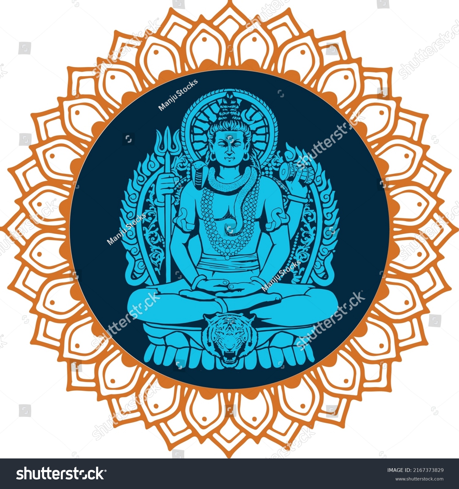 Drawing Sketch Lord Shiva His Symbols Stock Vector (royalty Free 