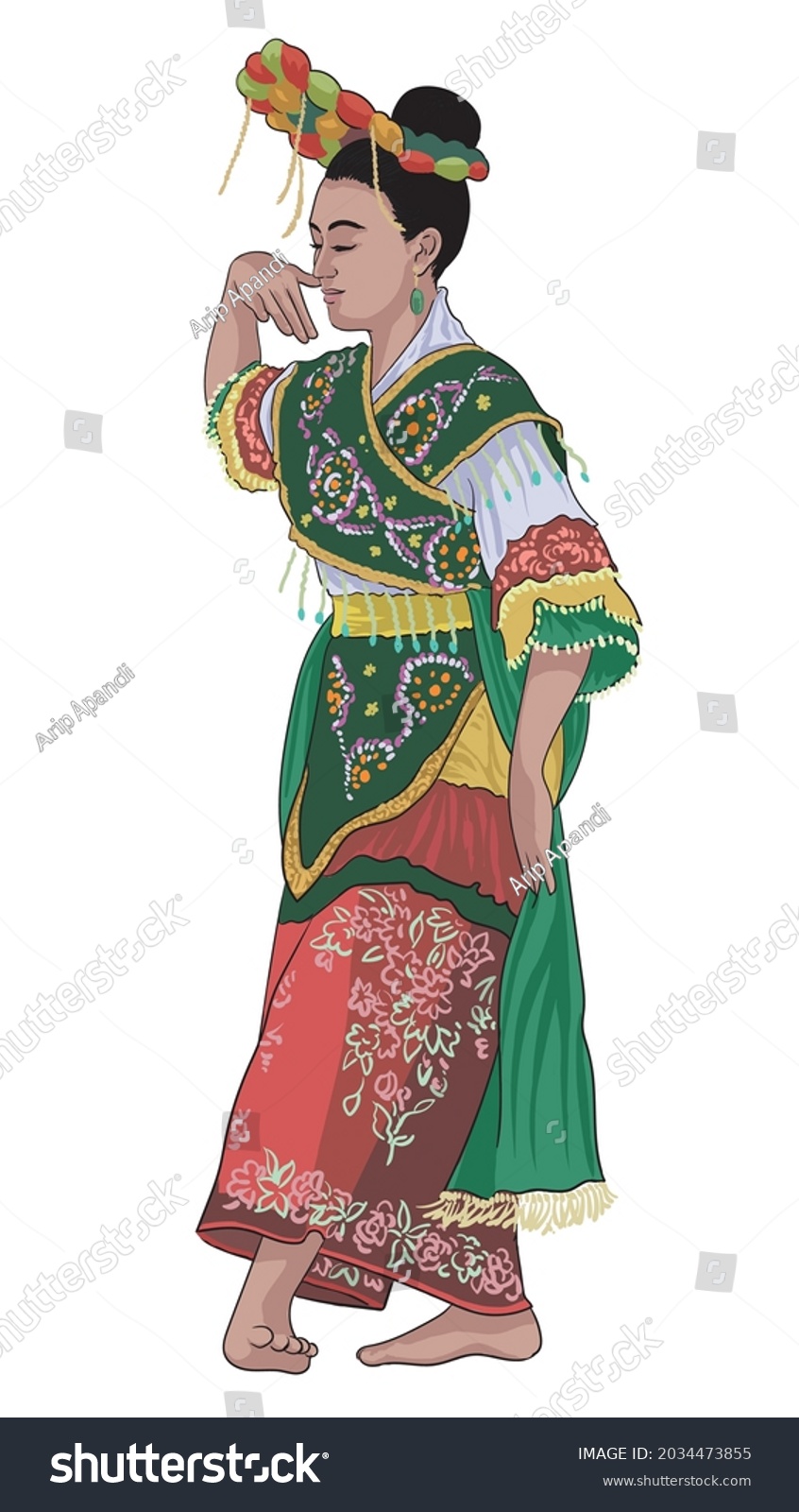 SVG of drawing ronggeng dance,betawi,  indonesian traditional dance, art.illustration, vecvtor svg