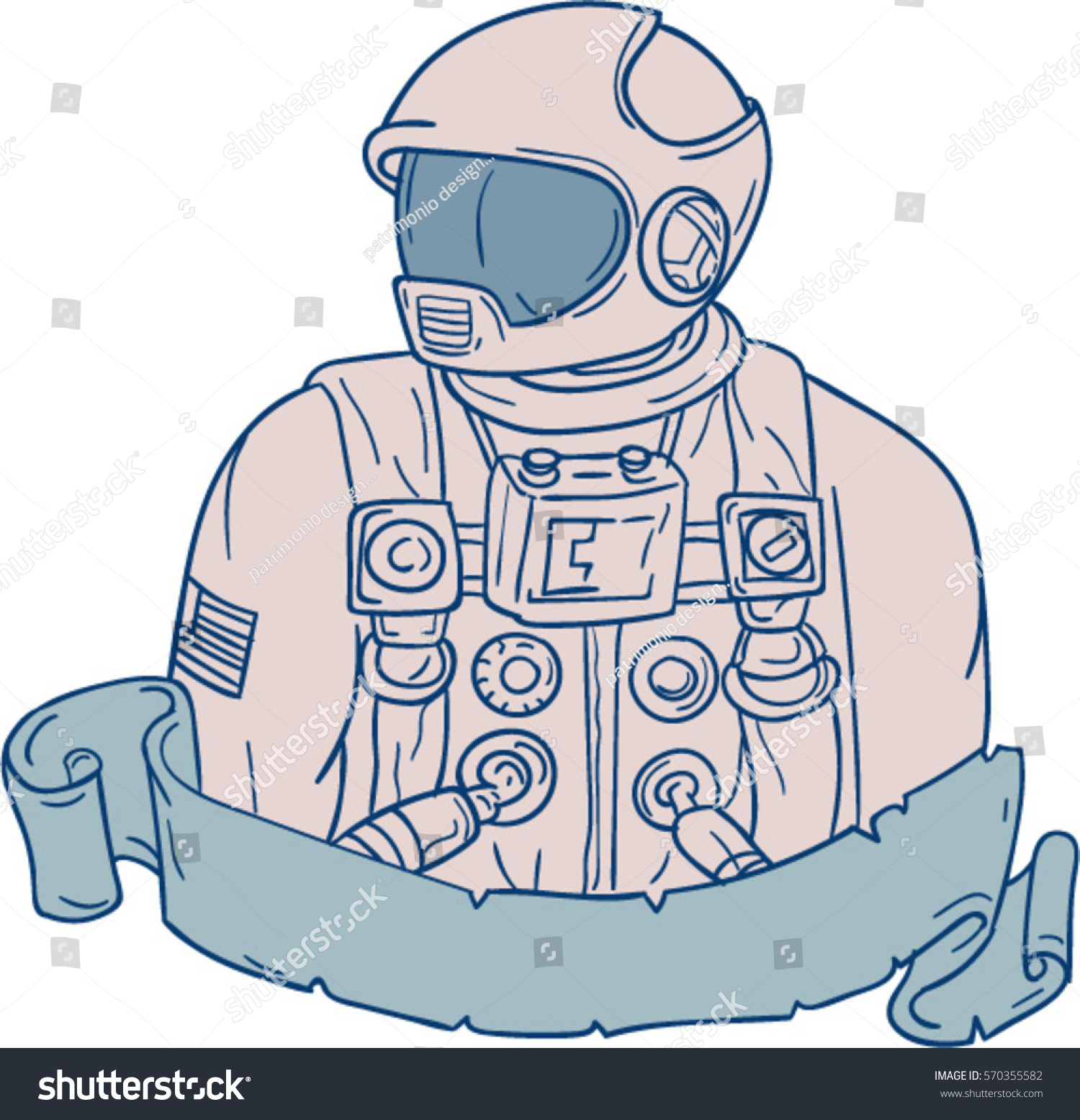 Drawing Sketch Style Illustration Astronaut Bust Stock Vector (Royalty