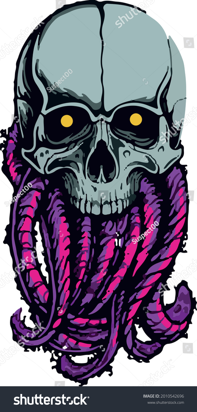 Drawing Skull Octopus Purple Pink Stock Vector Royalty Free