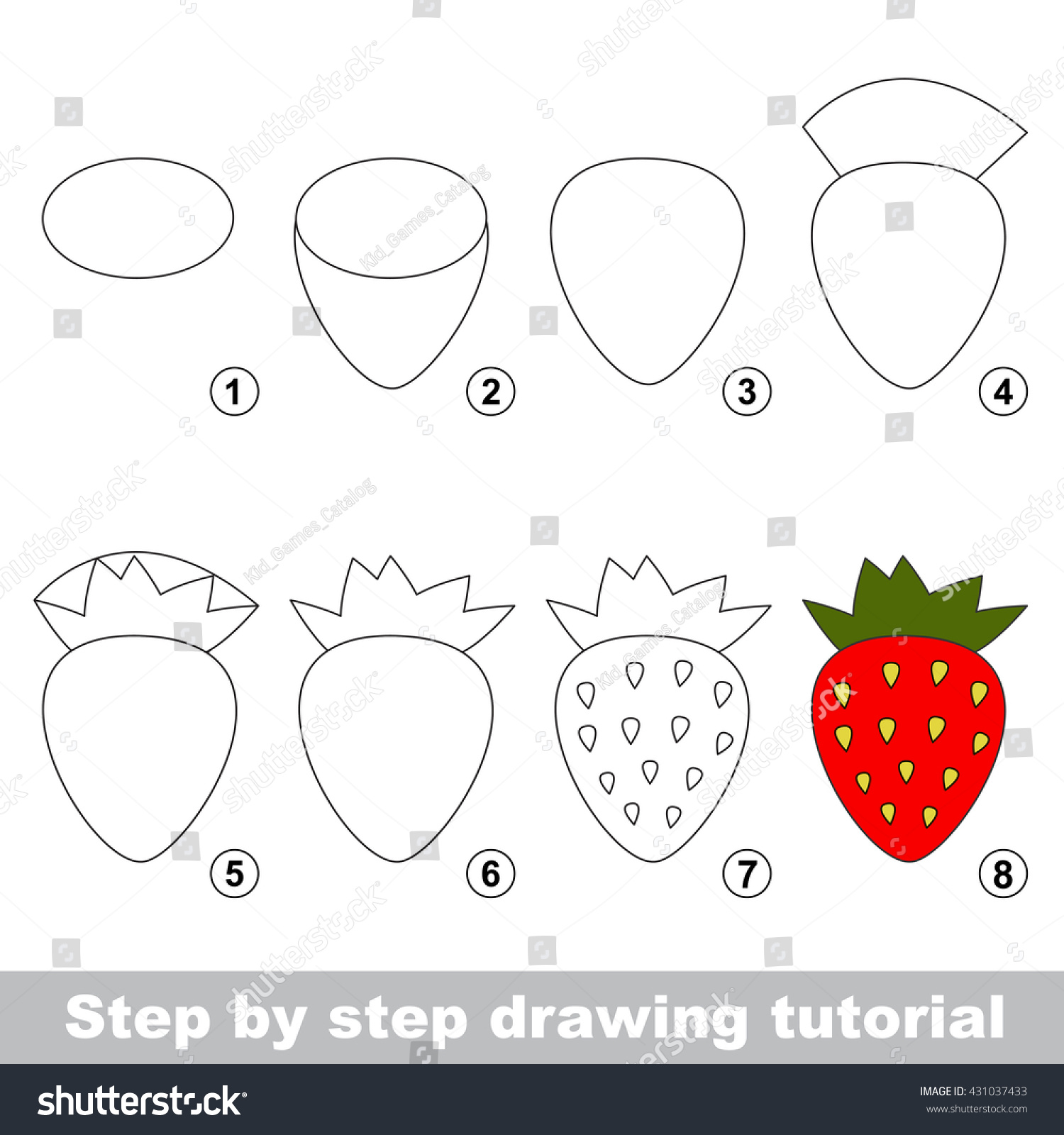 Uncategorized Drawing Of Strawberry drawing tutorial children easy educational kid stock vector for game simple level of difficulty kid