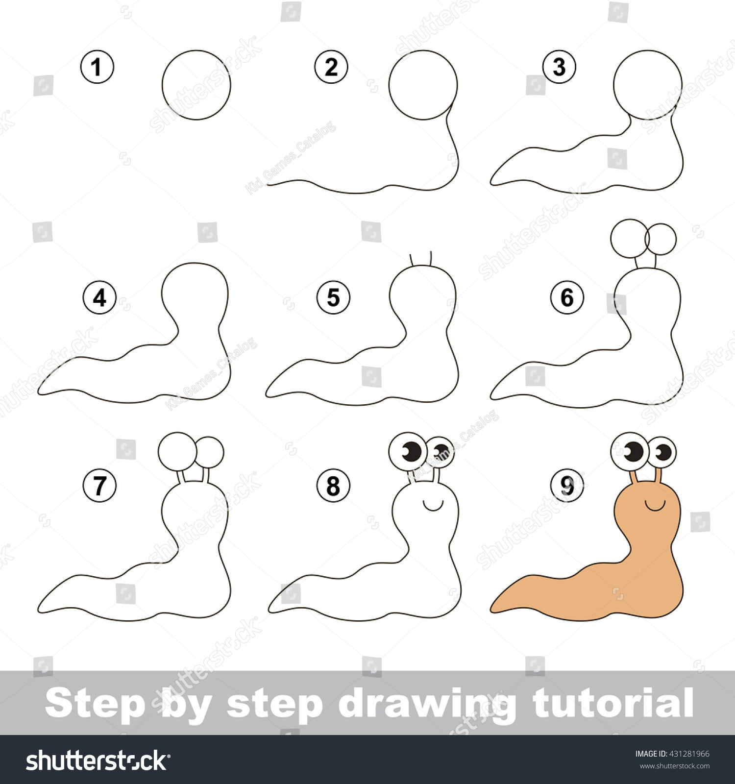 Drawing Tutorial Children Easy Educational Kid Stock Vector (Royalty