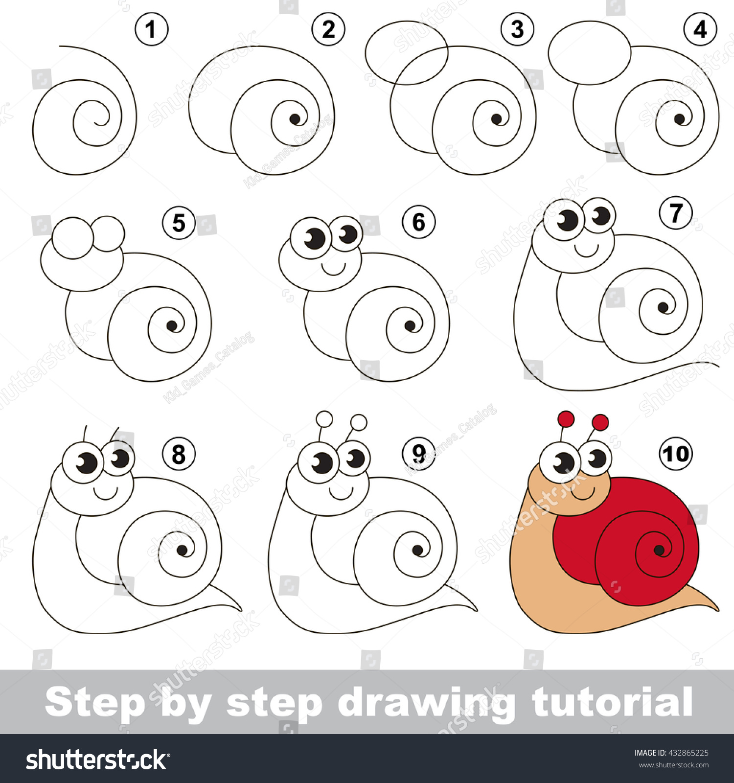 Drawing Tutorial Children Easy Educational Kid Stock Vector (Royalty