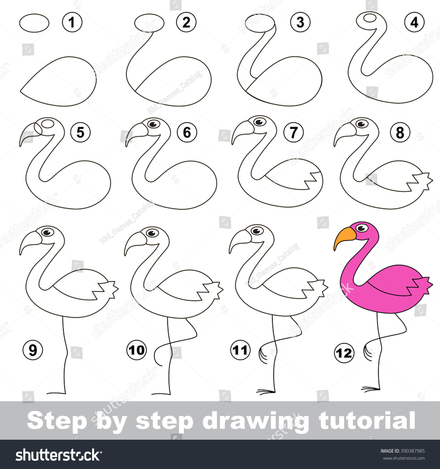 Drawing Tutorial Children How Draw Funny Stock Vector Royalty Free