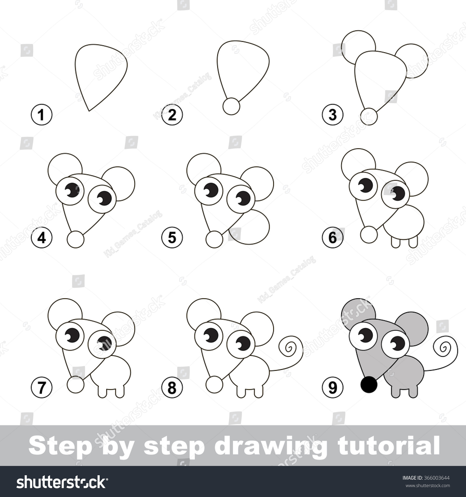 Drawing Tutorial How Draw Little Mouse Stock Vector (Royalty Free