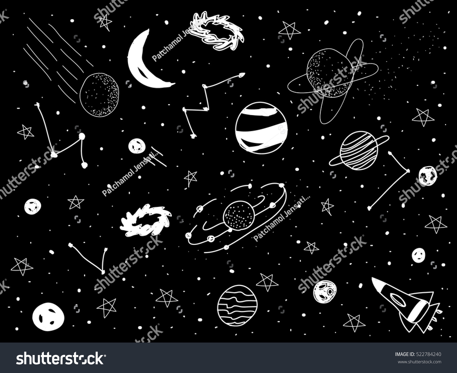 Drawing Universe Black Background Stock Vector 522784240 Shutterstock