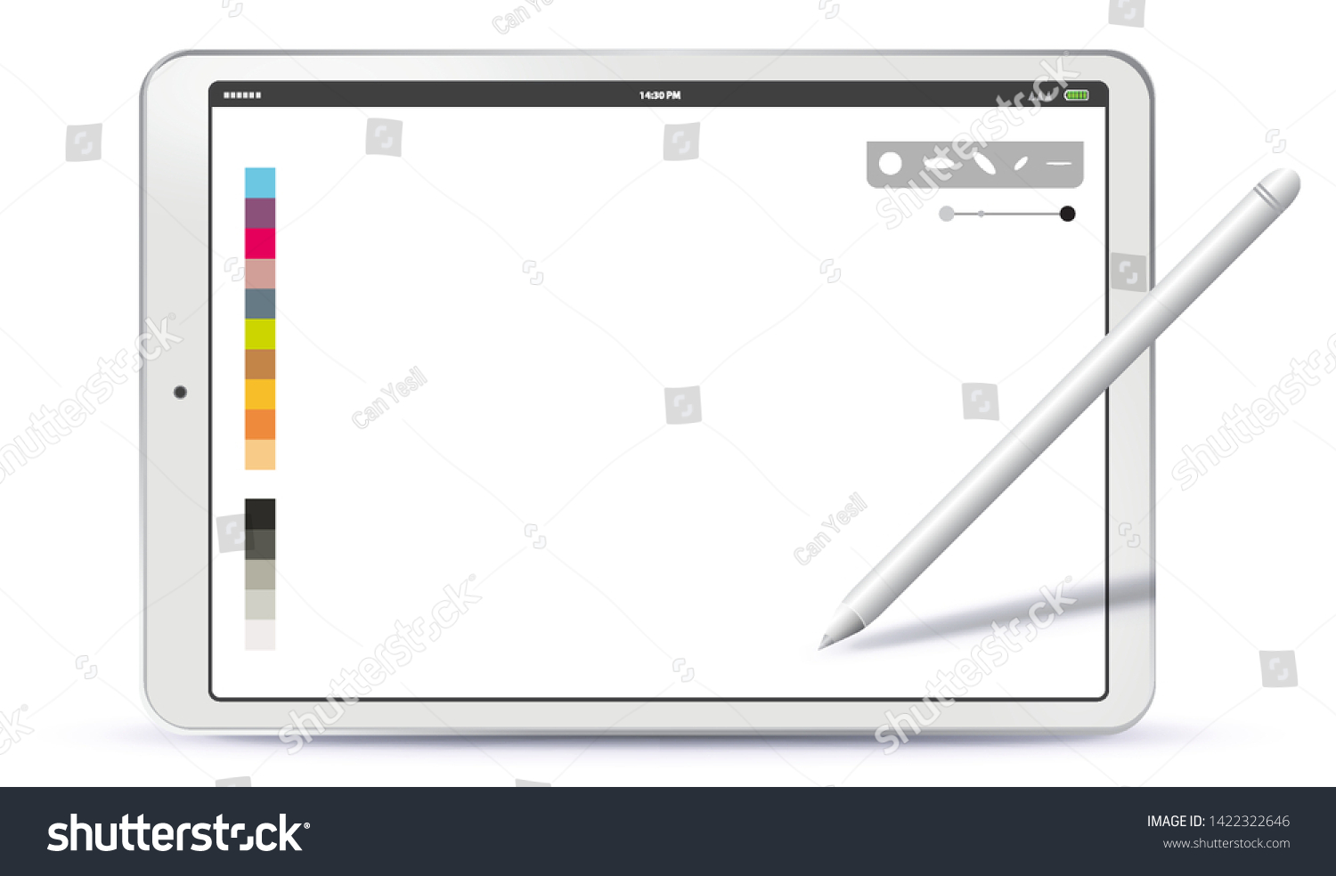 Drawing Tablet Pc Pen Vector Illustration Stock Vector (Royalty Free