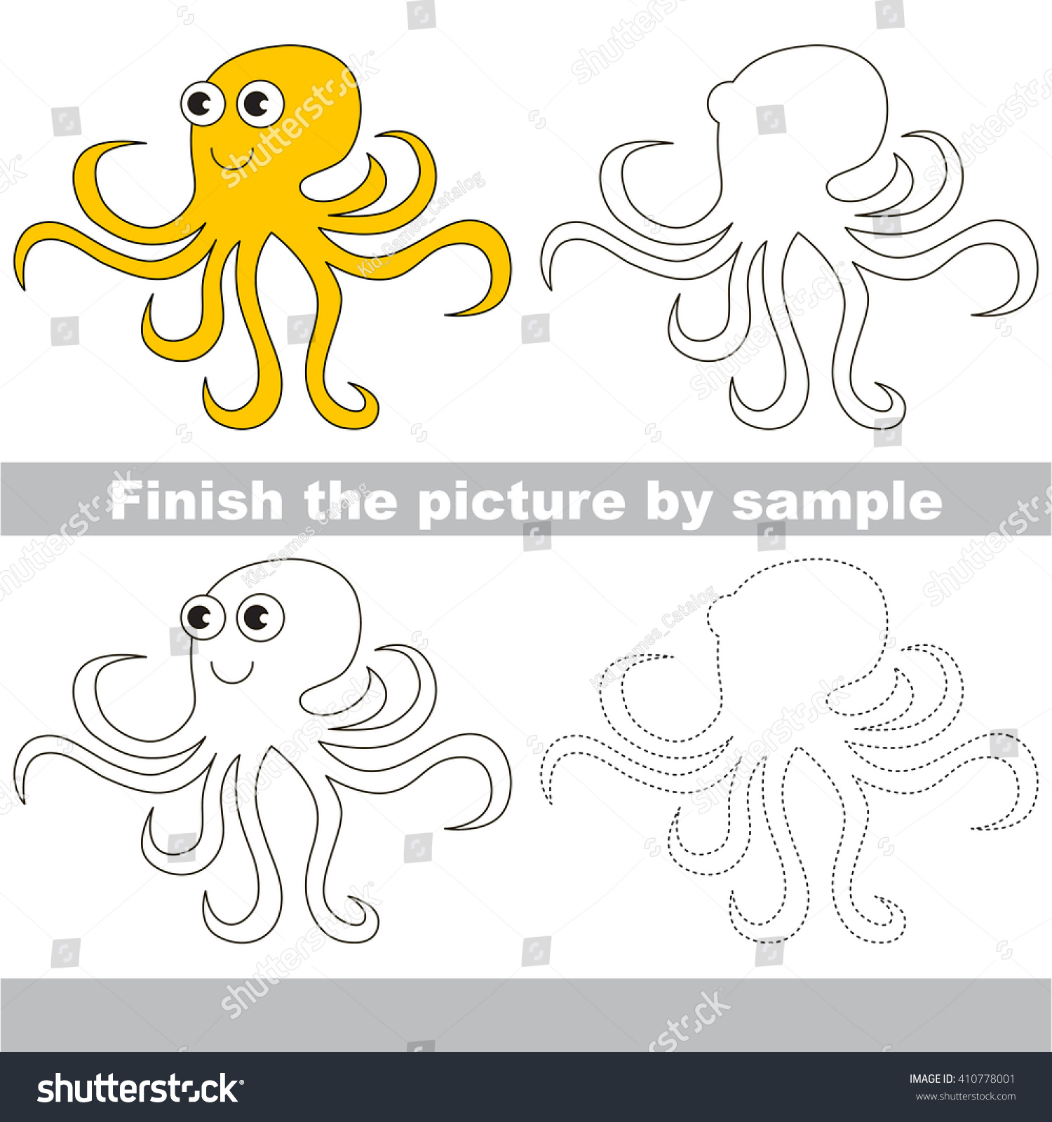 drawing worksheet for children finish the picture and draw the cute octopus - Children Drawing Sheets drawing worksheet for children finish the picture and draw the cute octopus - Children Drawing Sheets