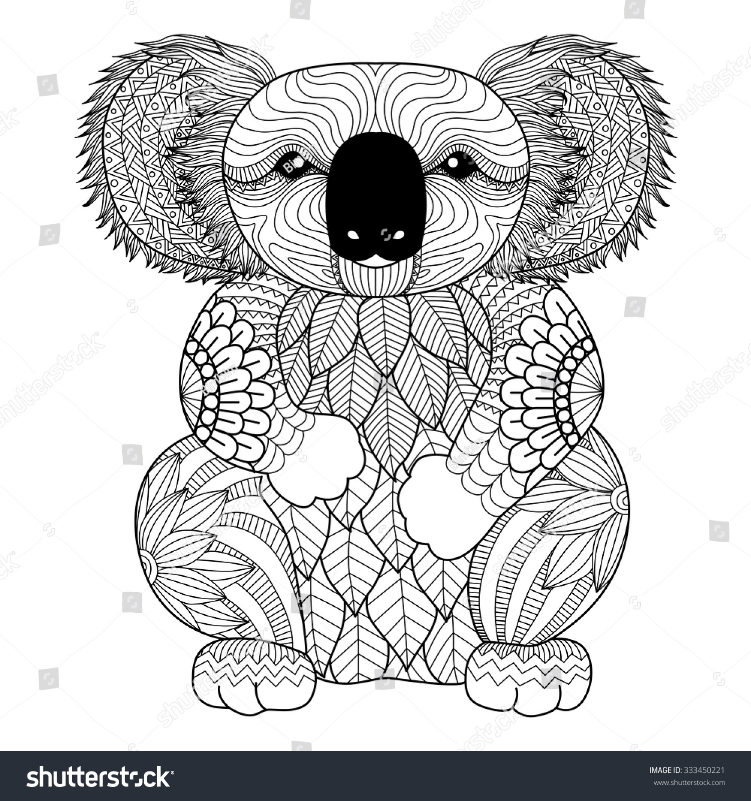 Download Drawing Zentangle Koala Coloring Page Shirt Stock Vector ...