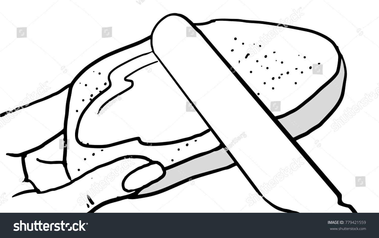 Drawn Female Hand Holds Slice Bread Stock Vector Royalty Free