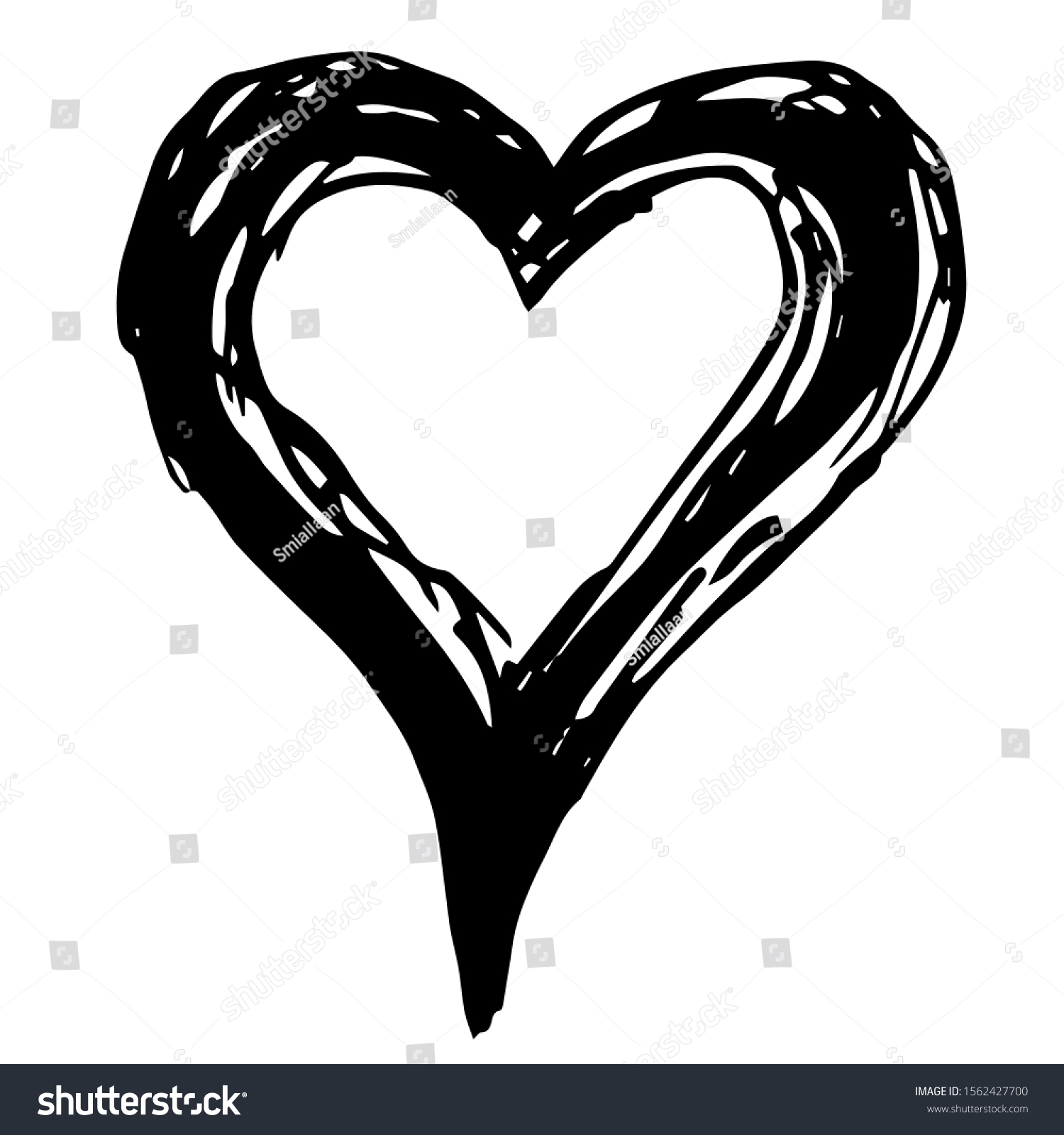 Drawn Heart On White Isolated Background Stock Vector (Royalty Free ...