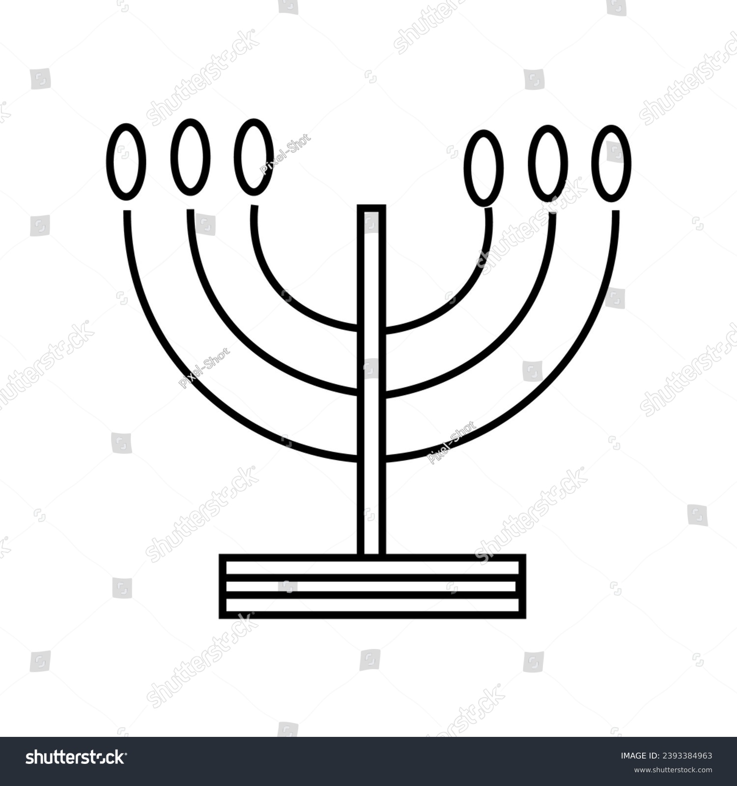 black menorah outline on white background clip art preview