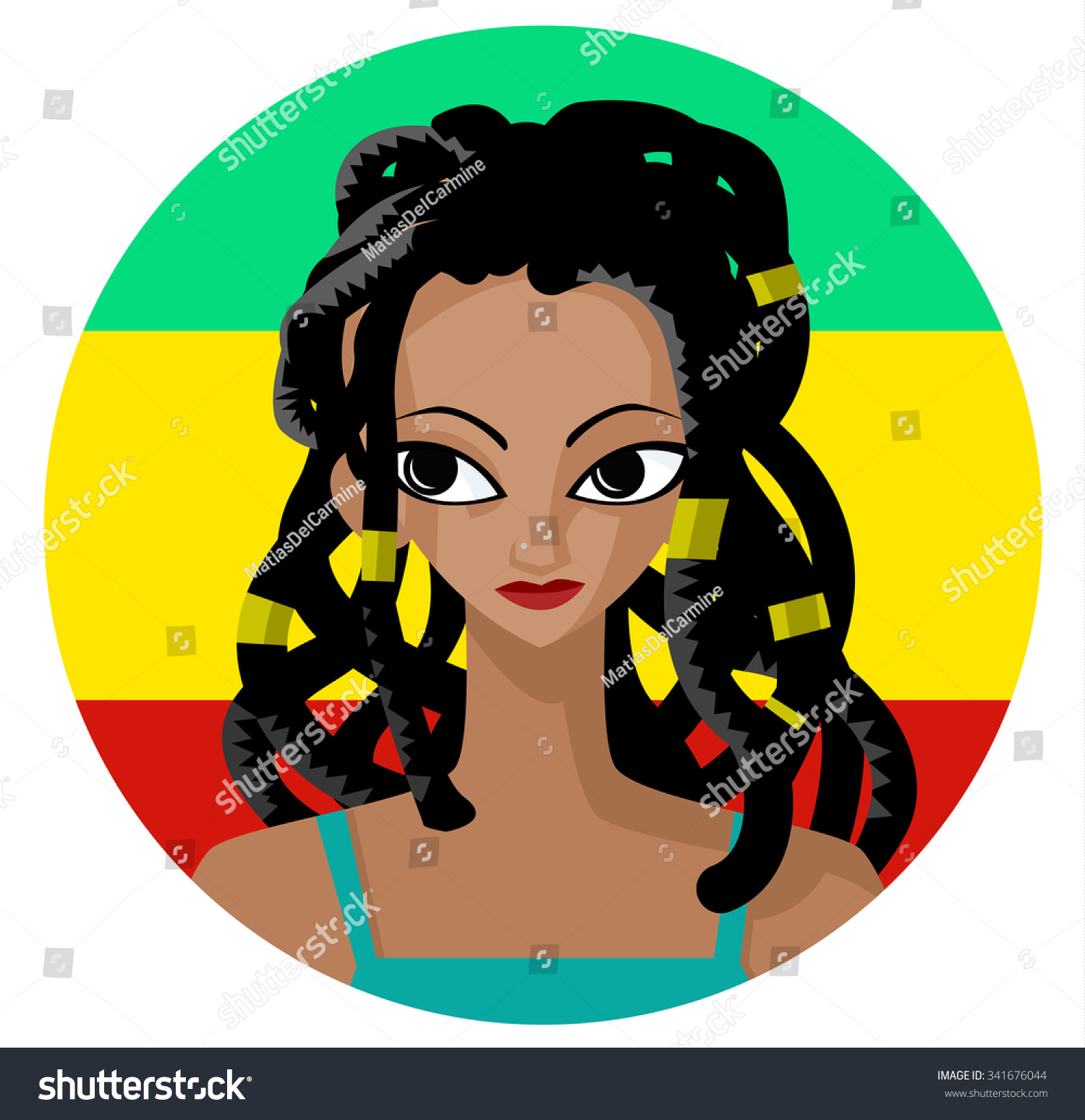 Dreadlocks Rasta Girl Stock Vector 341676044 - Shutterstock