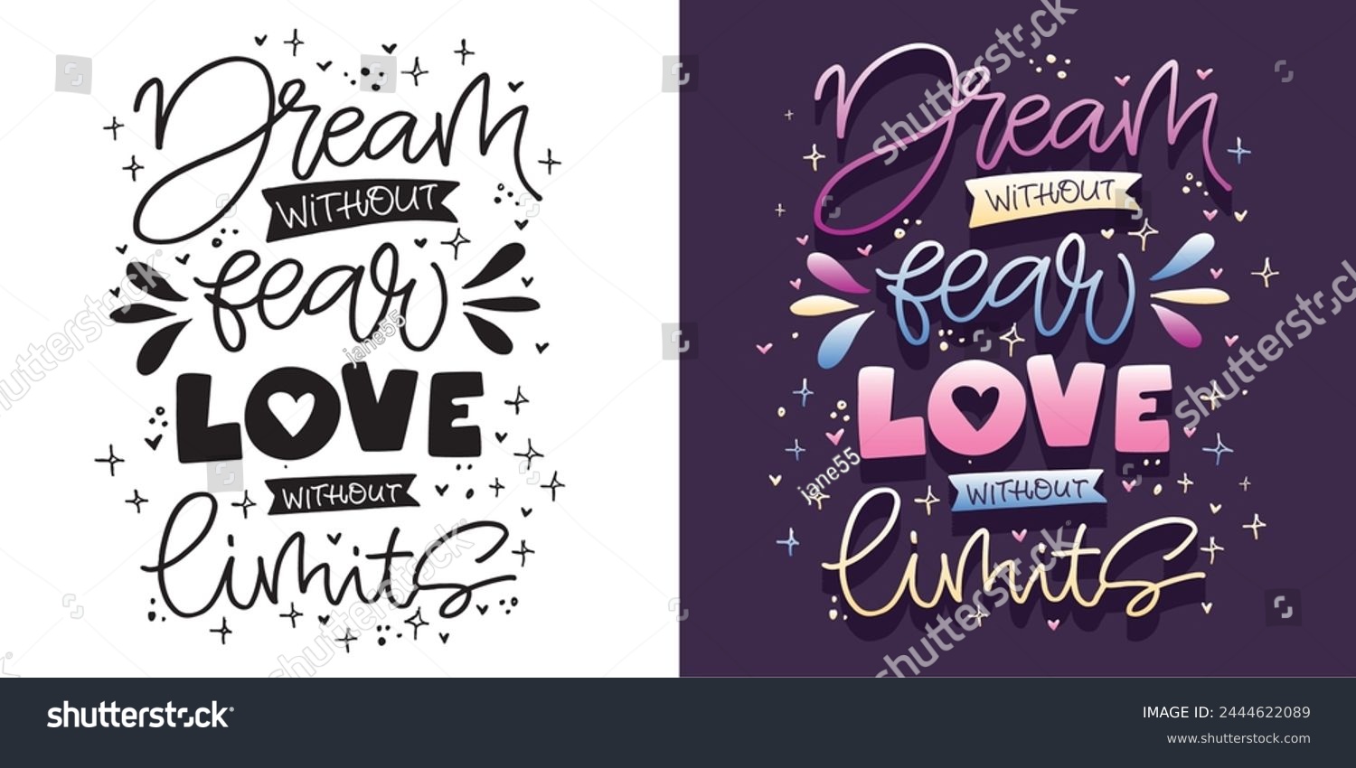 SVG of Dream and love. Funny hand drawn doodle lettering quote. Lettering print t-shirt design. 100% vector file. svg
