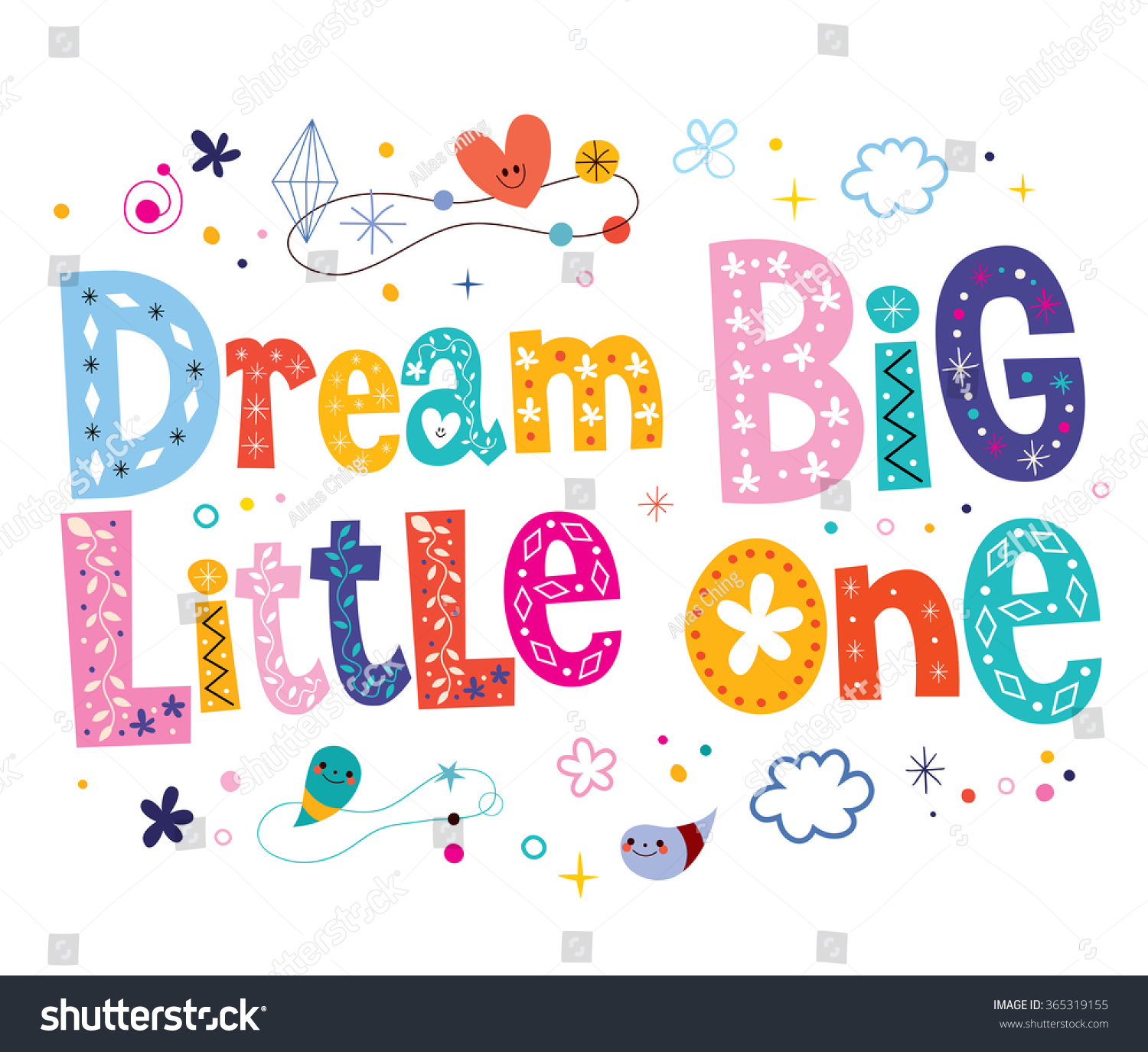 Download Dream Big Little One Nursery Art Stock Vector 365319155 ...