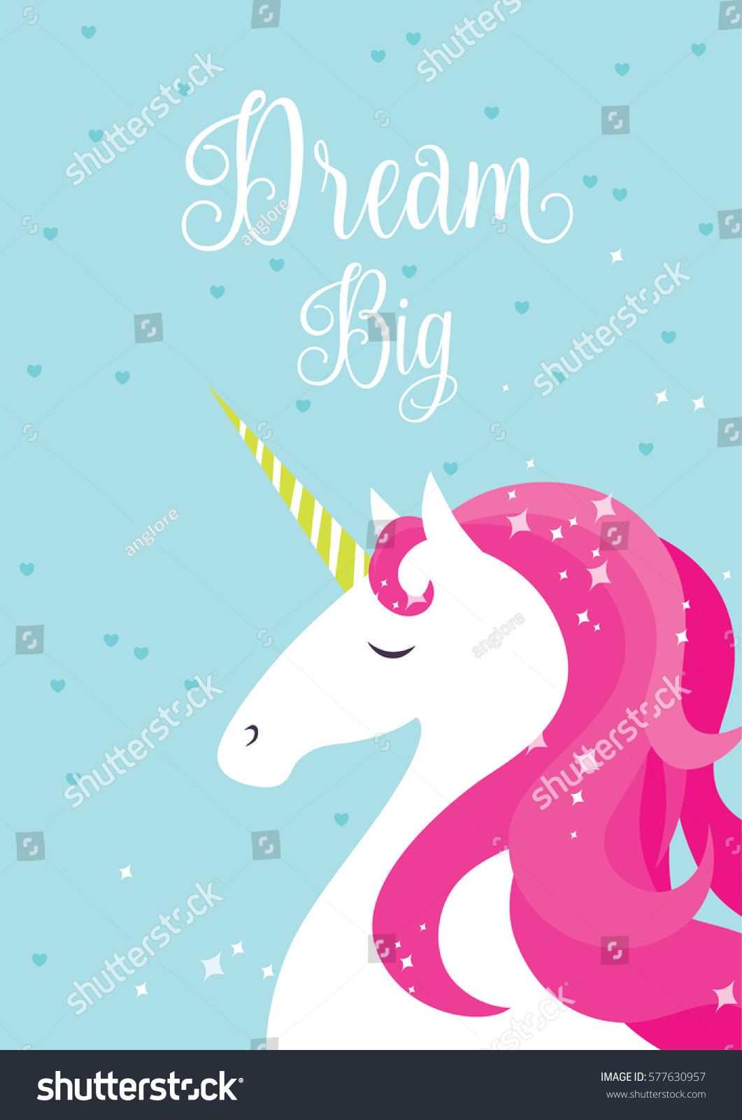 Download Dream Big Unicorn Printable Stock Vector 577630957 ...
