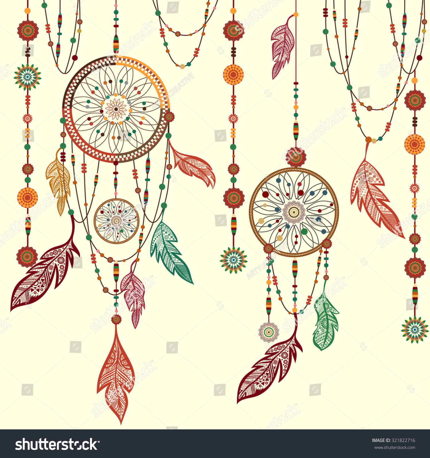 Dream Catcher Ethnic Indian Colored Decorative Stock Vector (Royalty ...