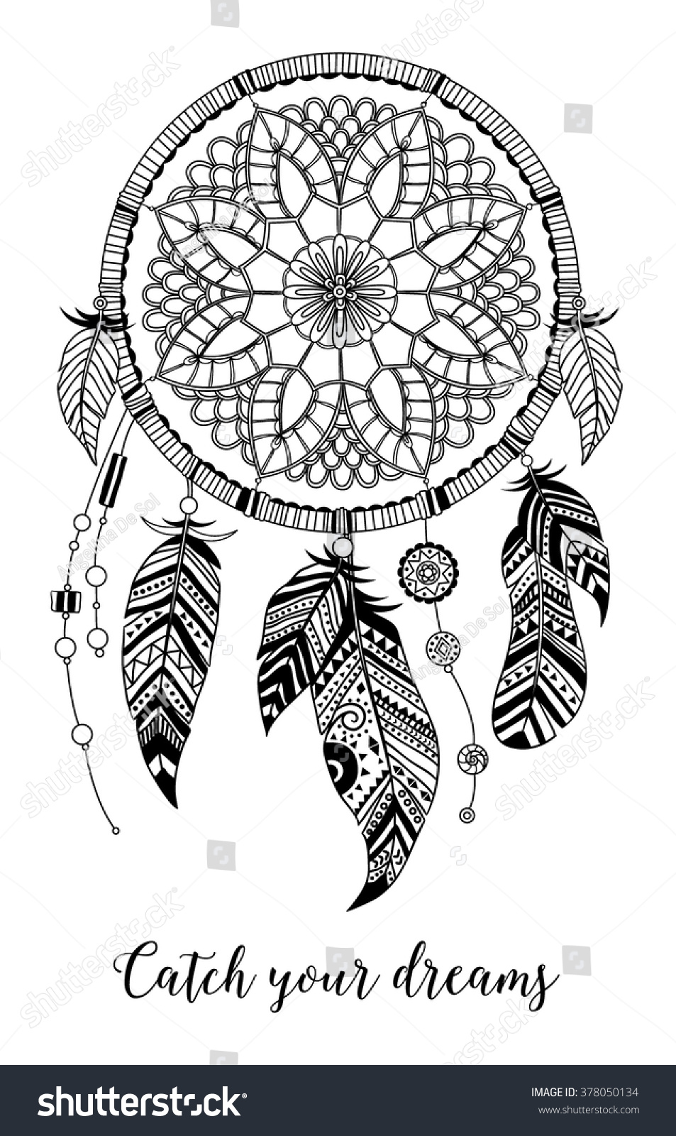 Dream Catcher Vector Illustration Stock Vector (Royalty Free) 378050134