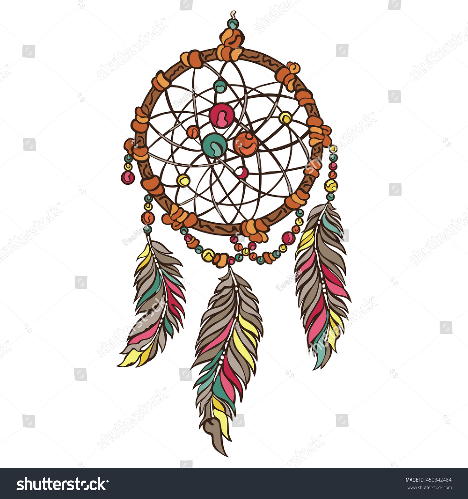 Dreamcatcher Boho Pattern Isolated Vector Object Stock Vector Royalty Free