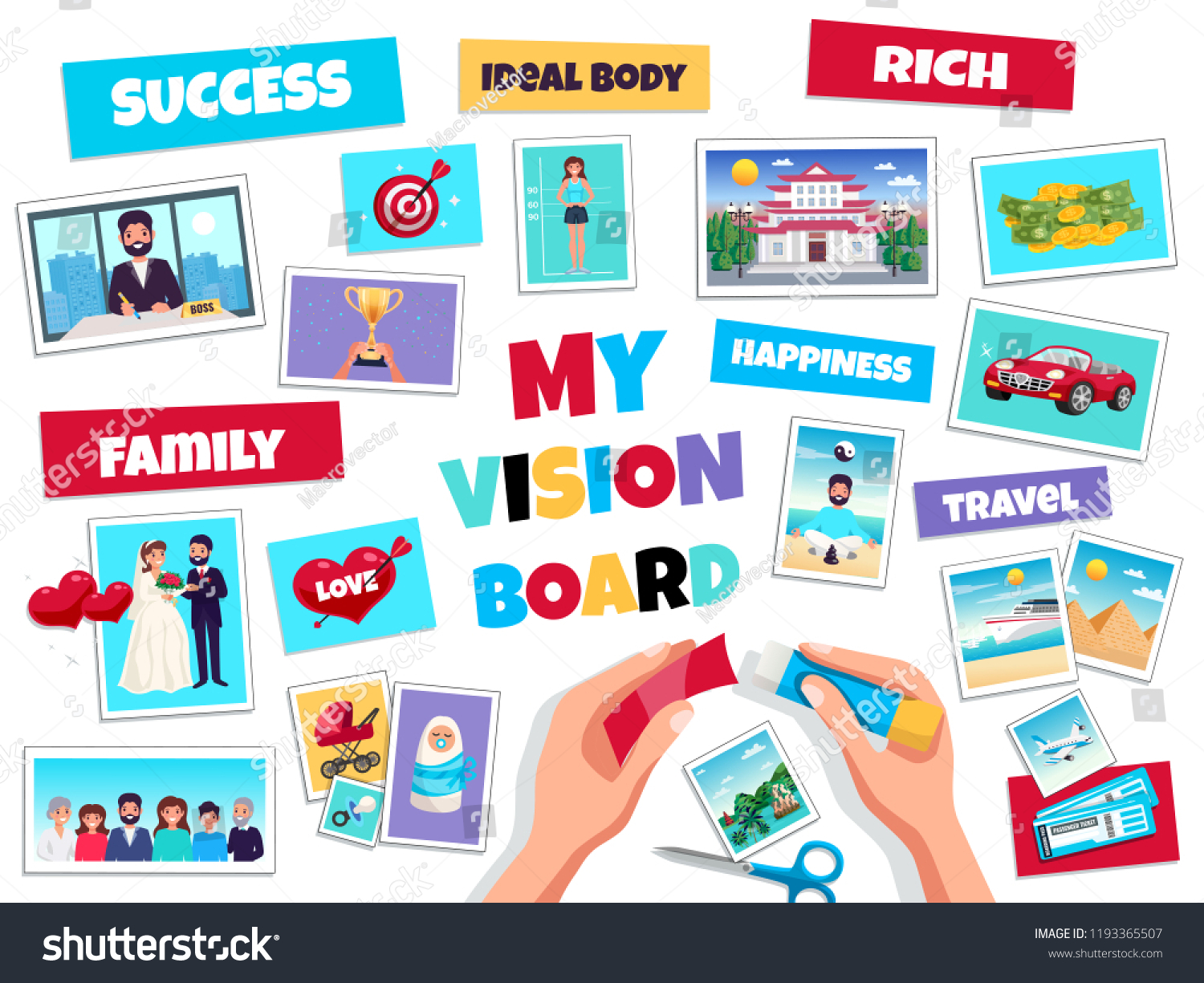 Dreams Vision Board Concept Success Travel Stock Vector (Royalty Free ...