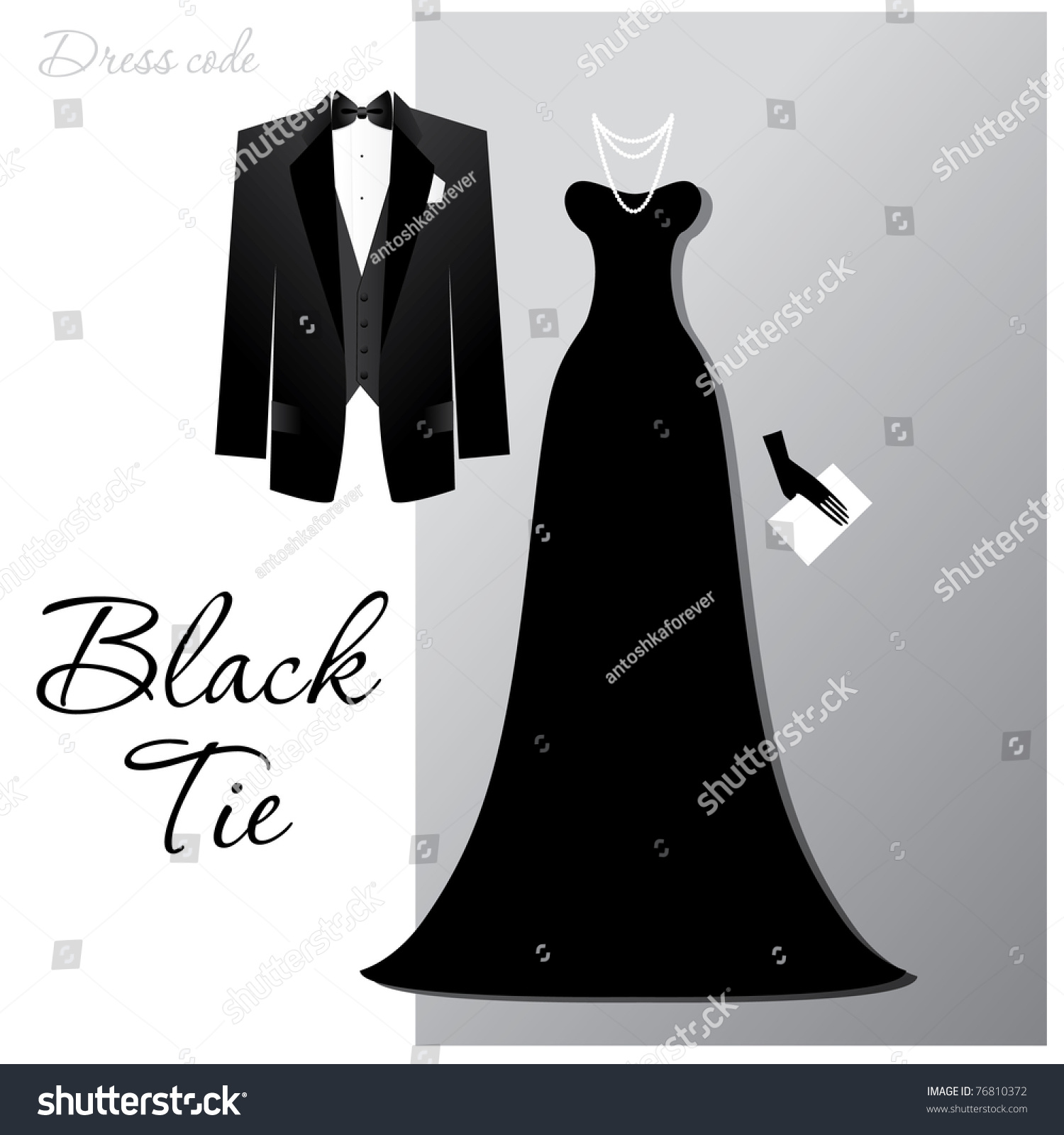 black tie black gown
