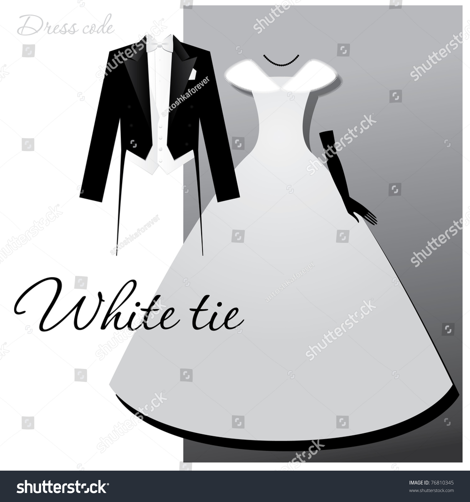 Dress Code White Tie Male Tails Stock Vector 76810345 - Shutterstock