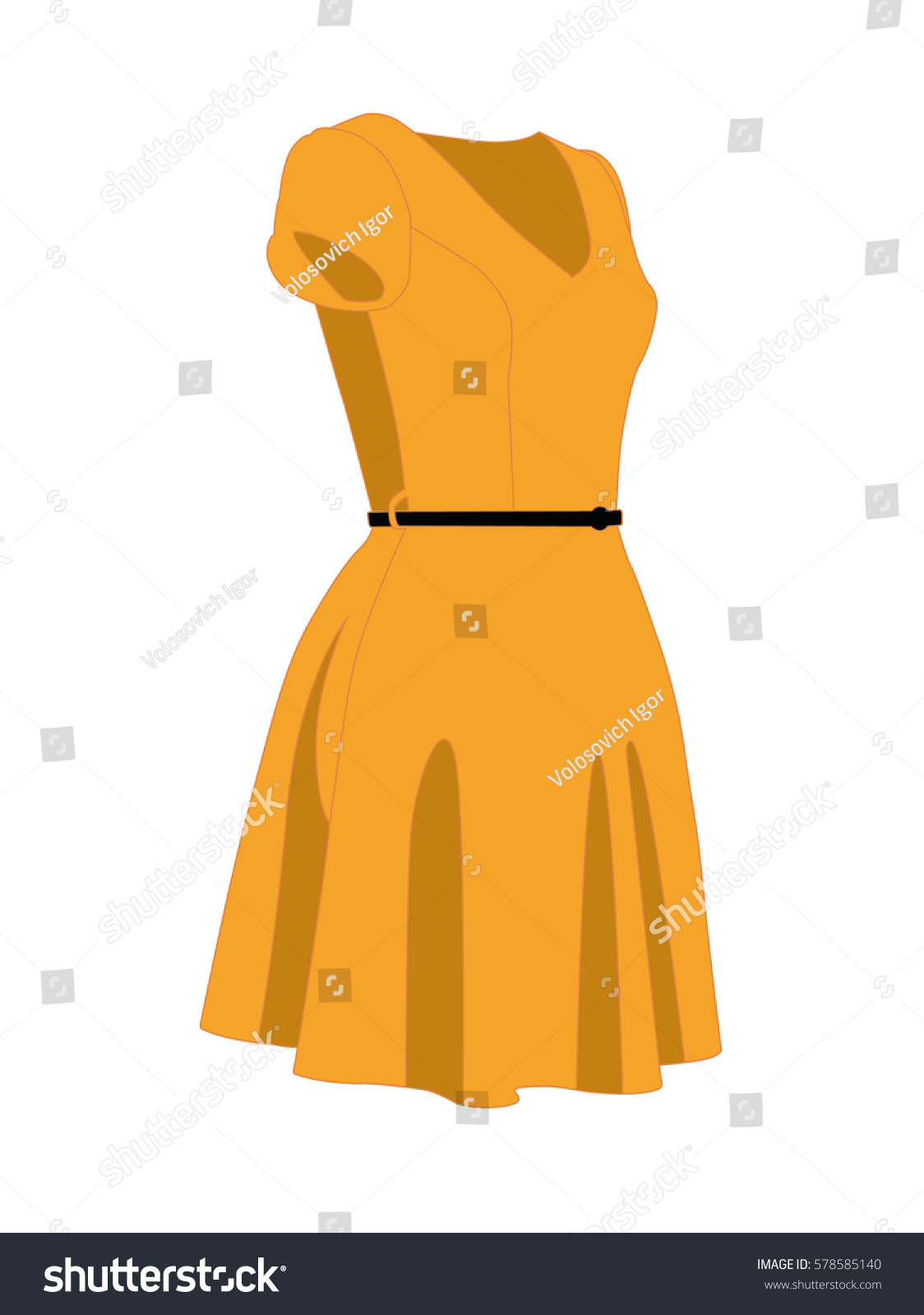 Dress Orange Realistic Vector Illustration Isolated Stock Vector ...