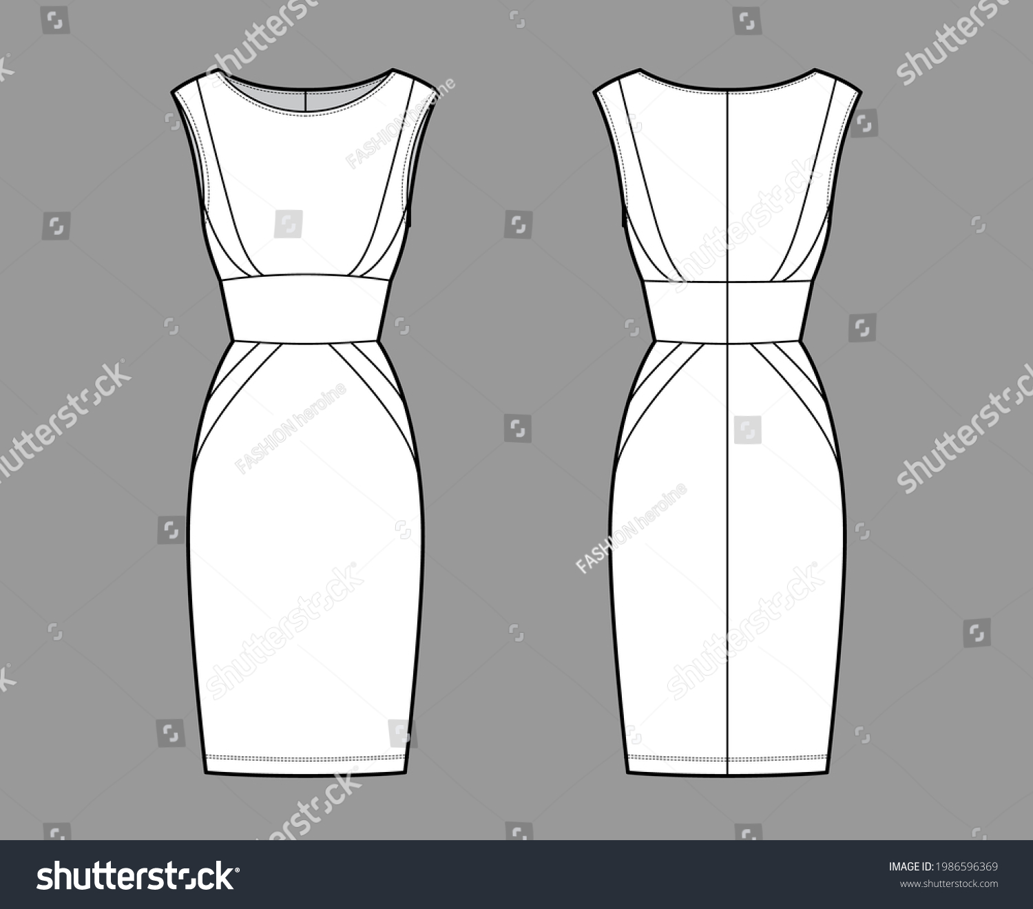 Dress Panel Tube Technical Fashion Illustration Stock Vector (Royalty ...