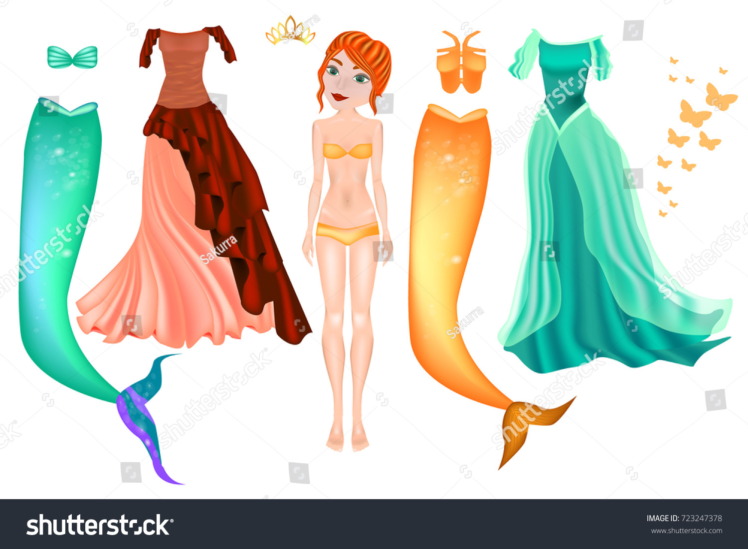 paper doll mermaid