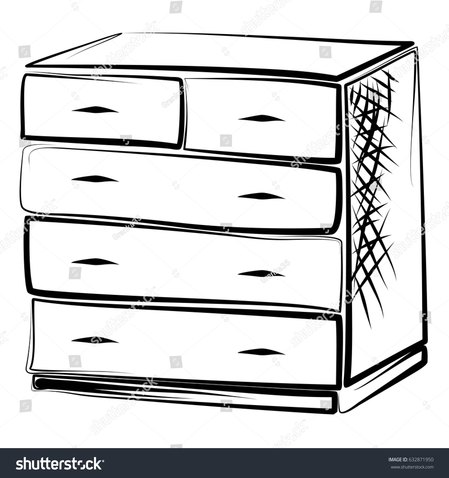 Dresser Commode Drawer Drawers Locker Bureau Stock Vector Royalty