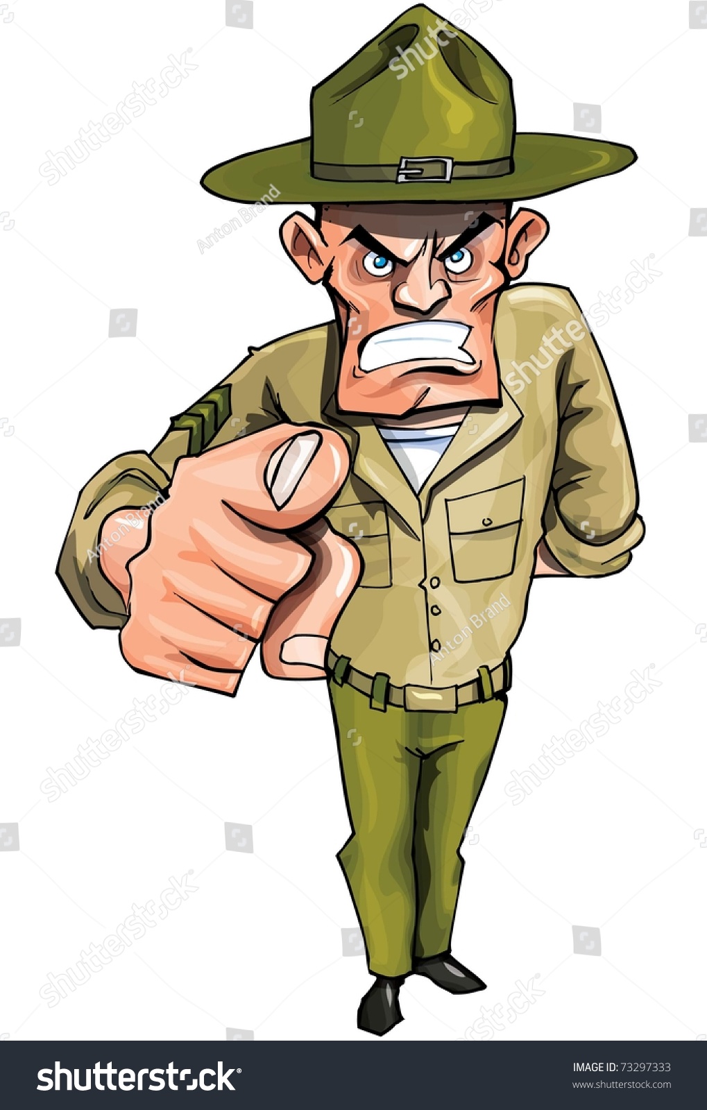Drill Sargent Pointing His Finger Isolated Stock Vector 73297333 ...