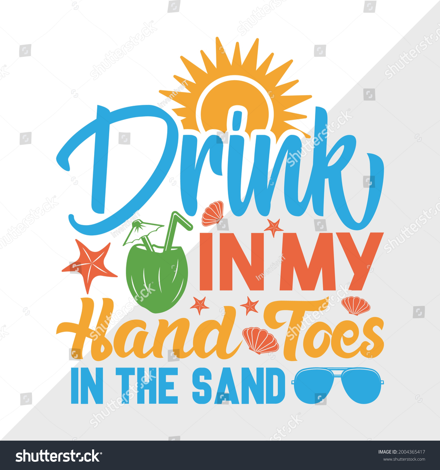 SVG of Drink In My Hand Toes In The Sand Vector Illustration Silhouette svg