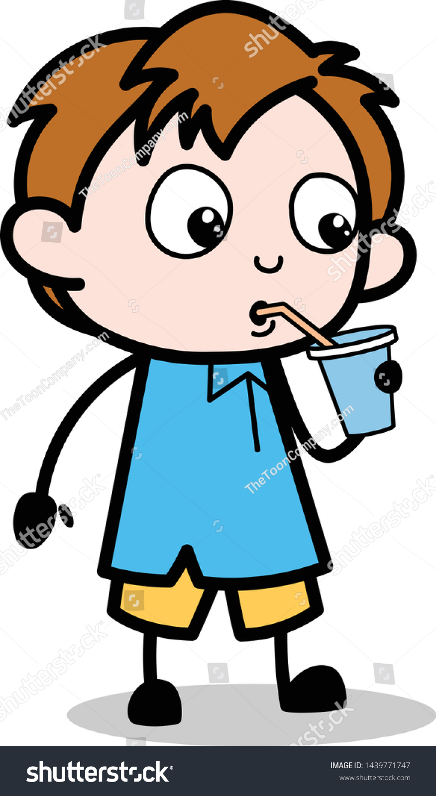 Drinking Energy Water School Boy Cartoon Stock Vector (Royalty Free ...