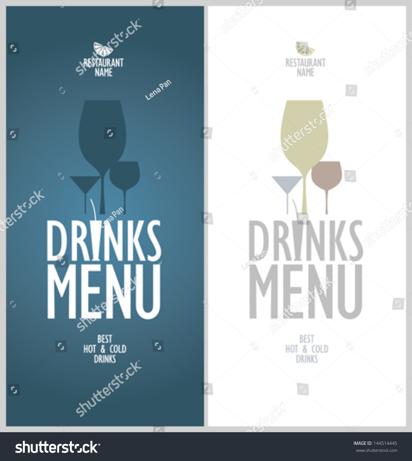 Drinks Menu Cards Design Template. Stock Vector Illustration 144514445 ...