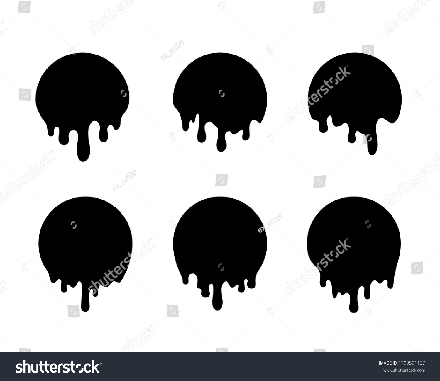 Dripping Black Circles Liquid Drops Ink Stock Vector (Royalty Free ...