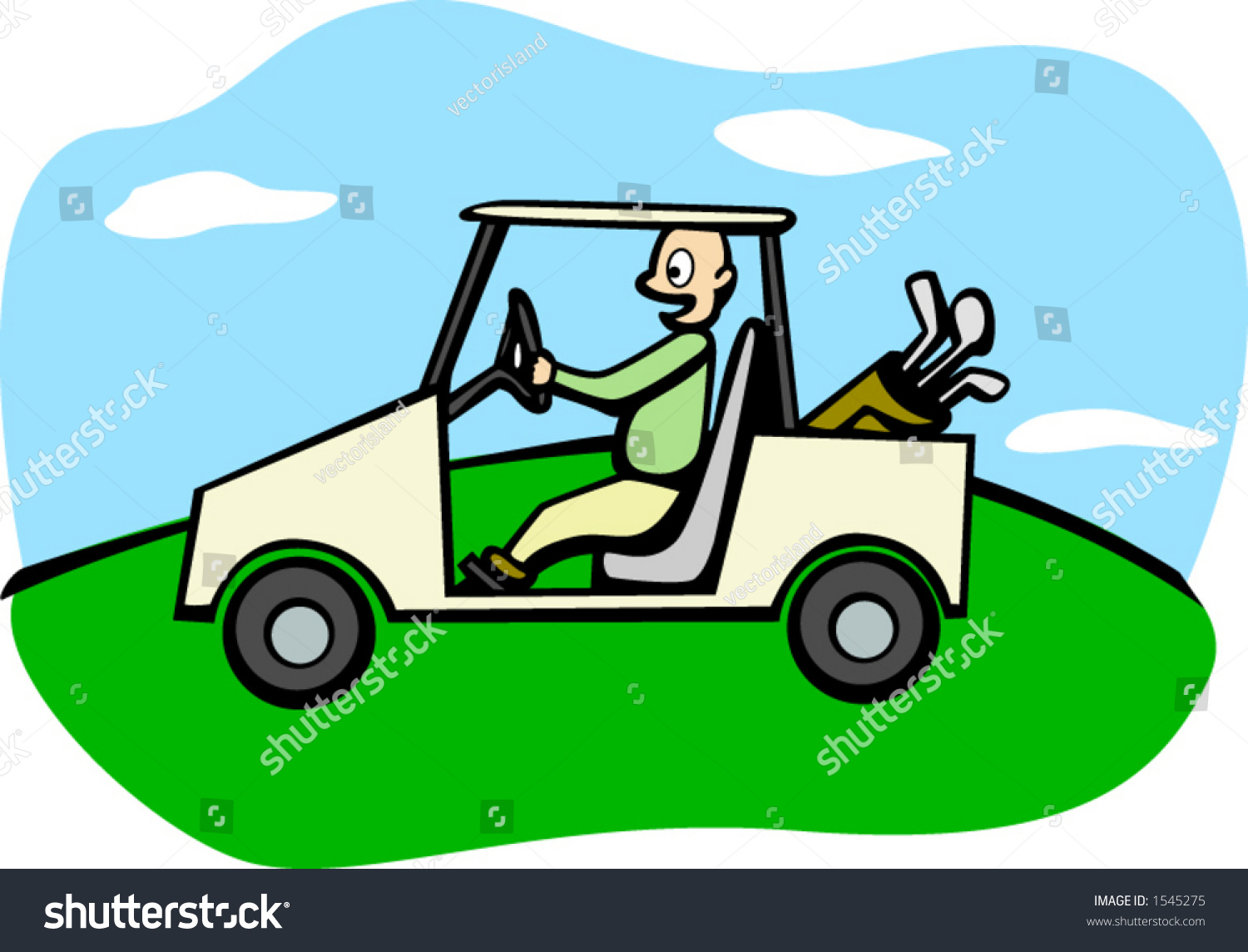 Driving A Golf Cart Stock Vector Illustration 1545275 : Shutterstock